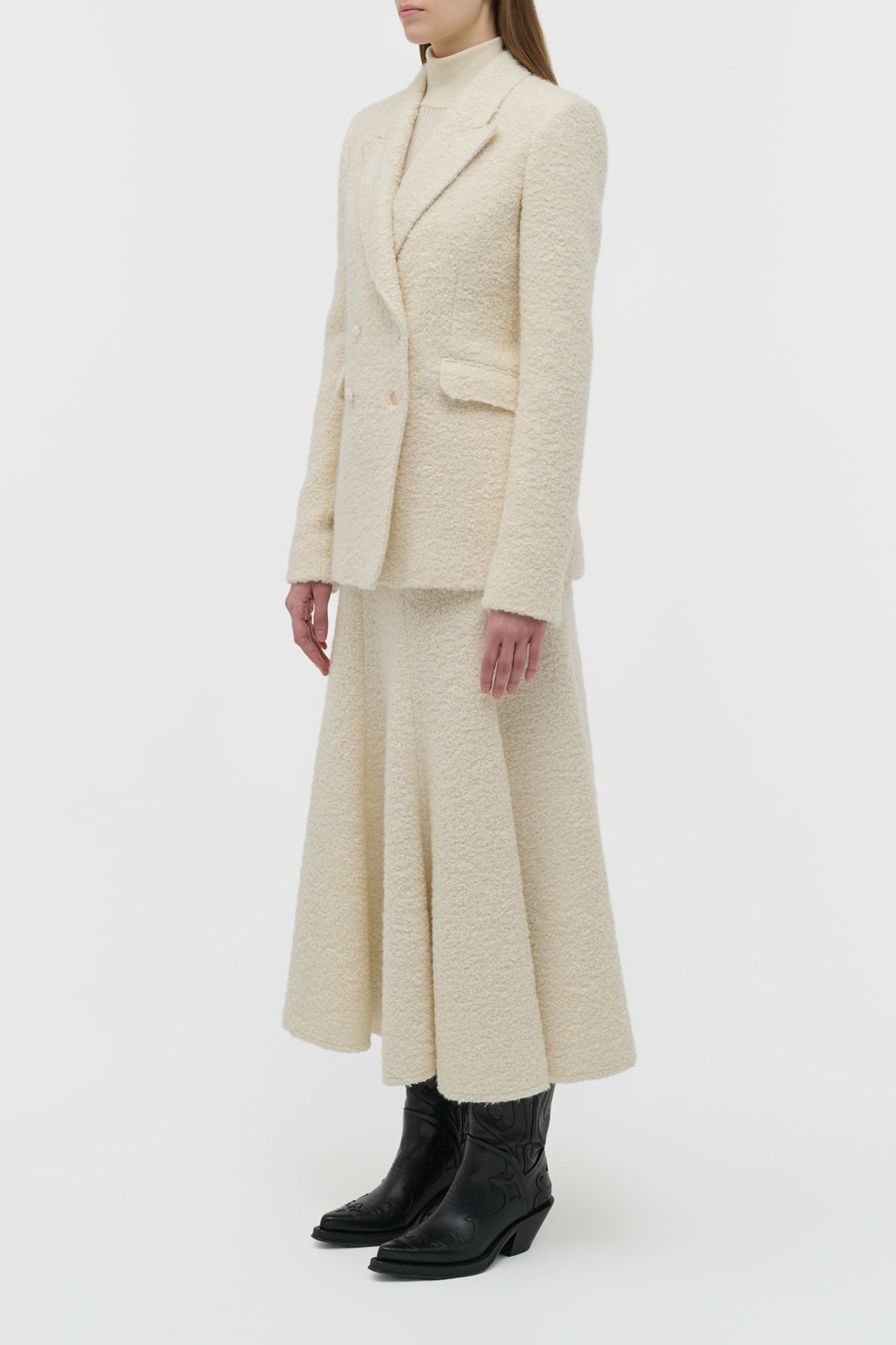 Stephanie Blazer in Ivory Recycled Cashmere Boucle - 3