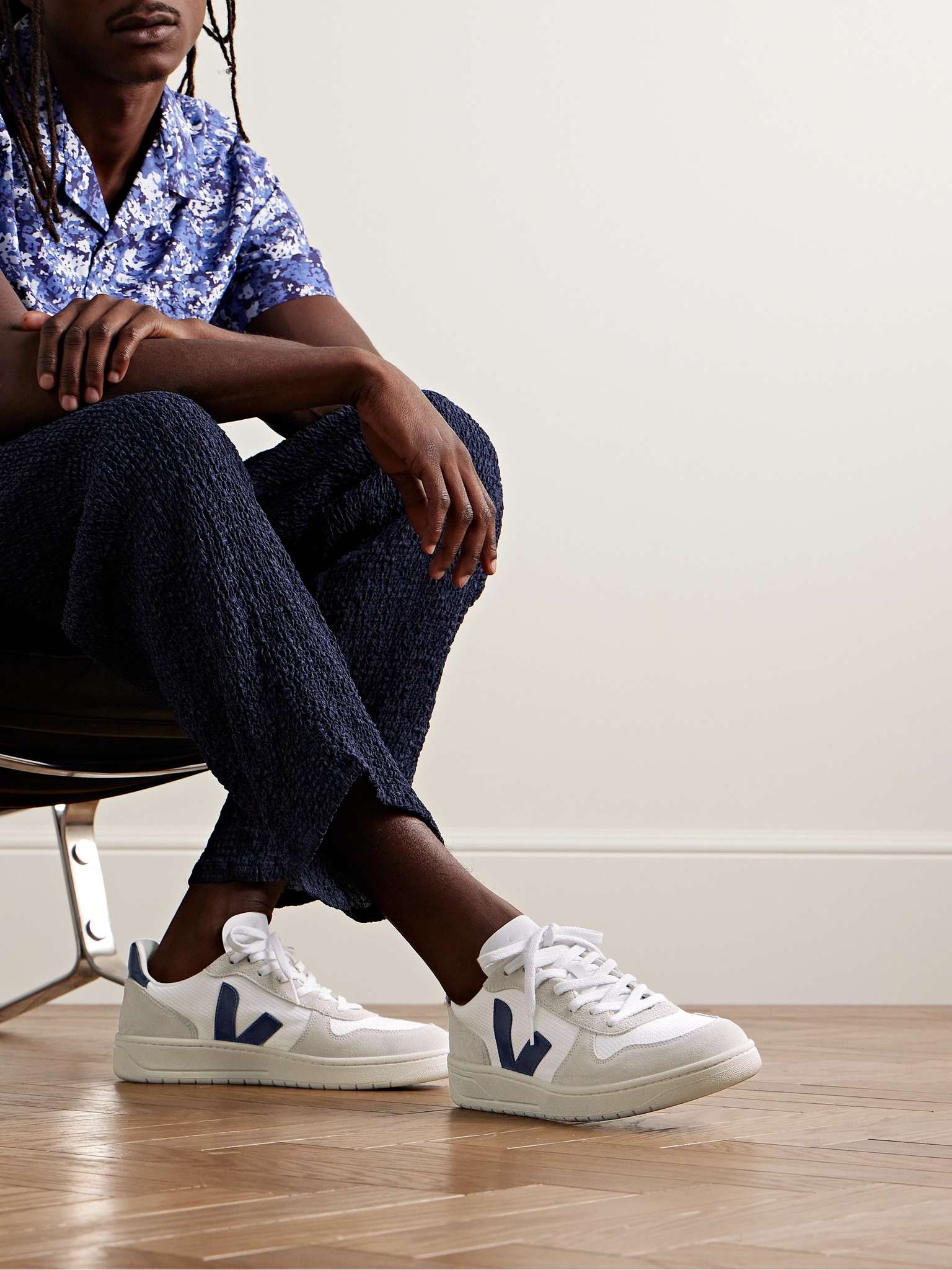 VEJA V-10 Rubber-Trimmed Suede, Alveomesh and Leather Sneakers | REVERSIBLE