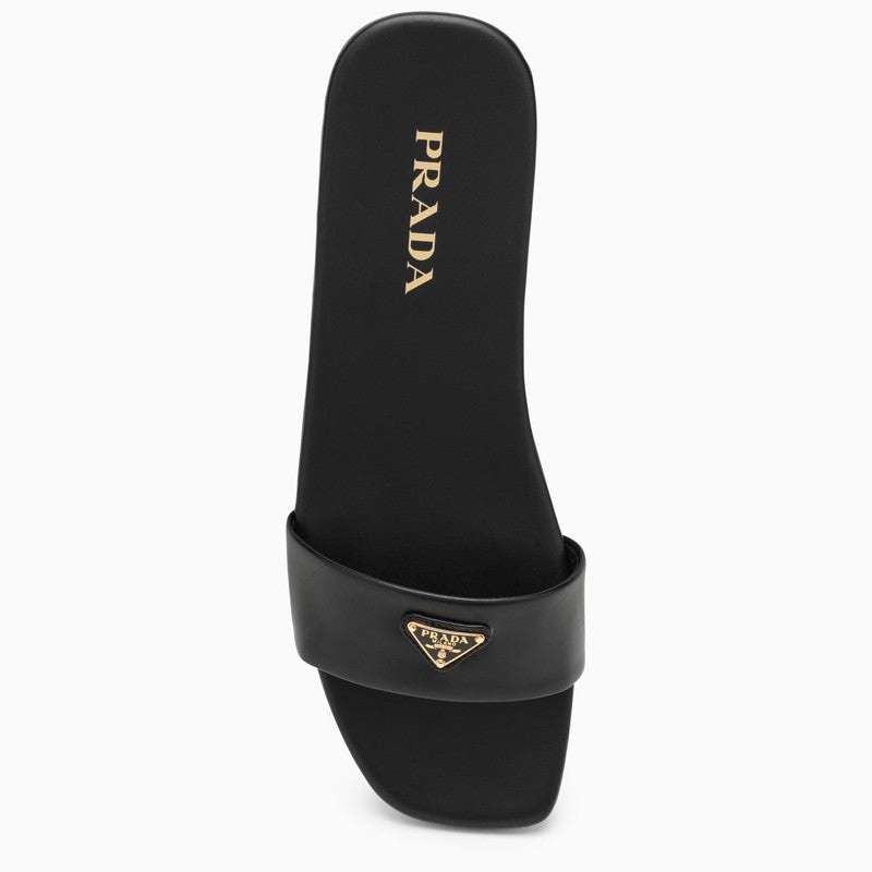 Prada Low Black Leather Sandal With Logo Women - 3