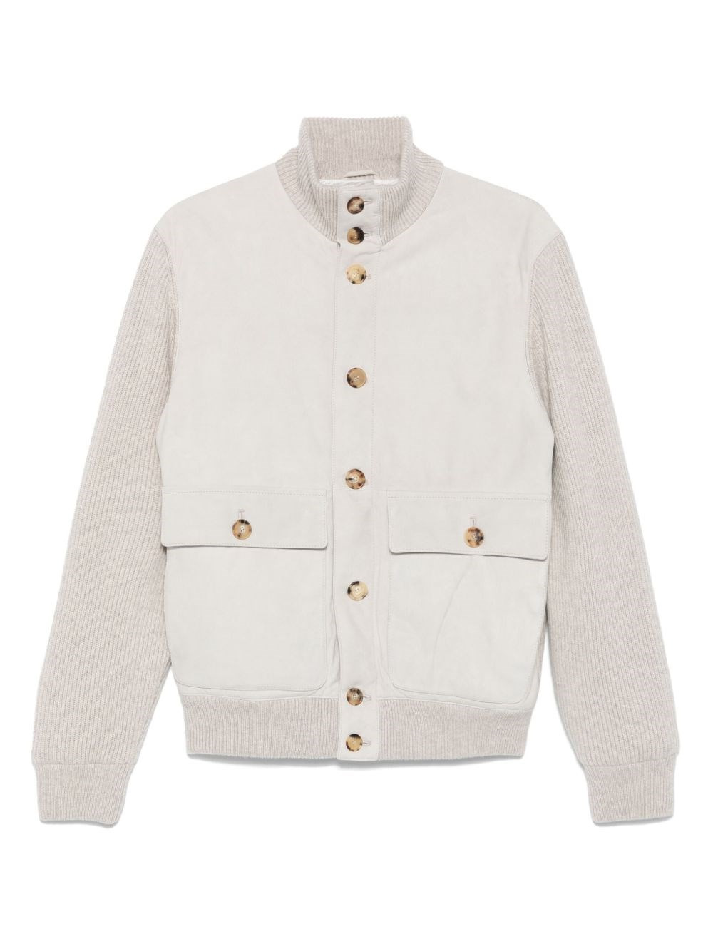 Leather and wool bomber jacket - 1