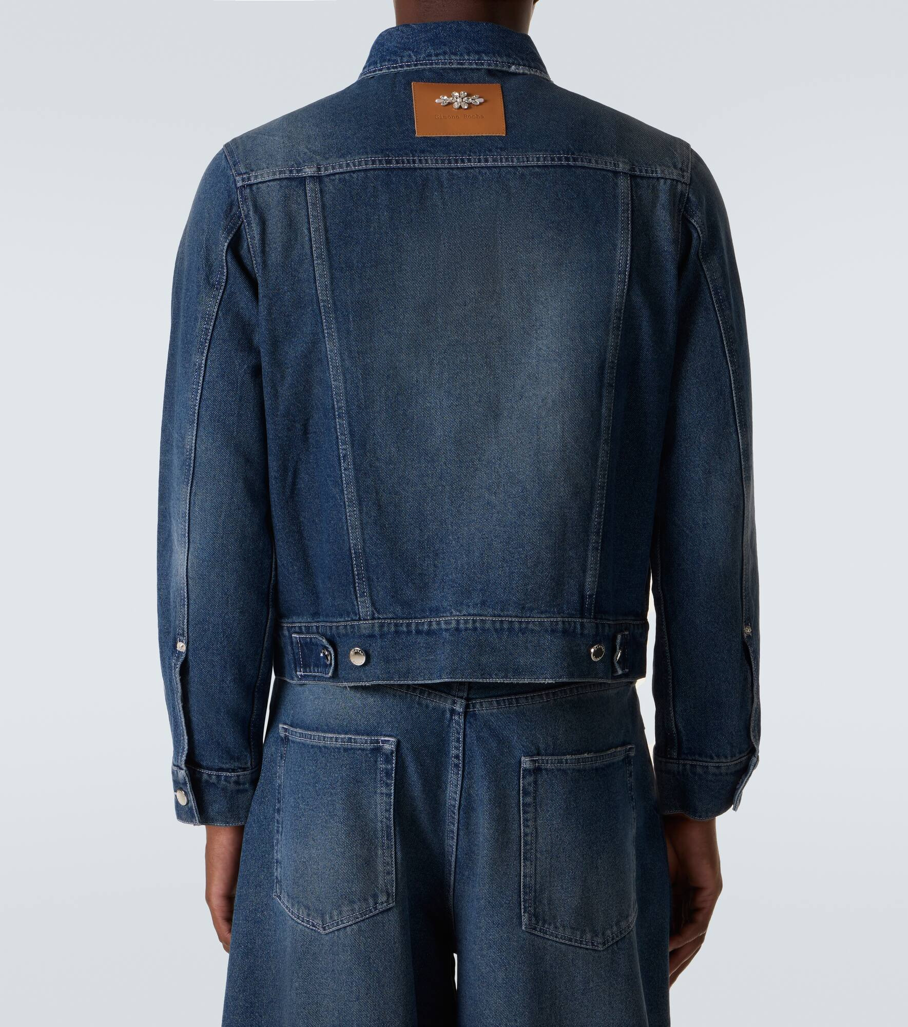 Embellished cropped denim jacket - 4