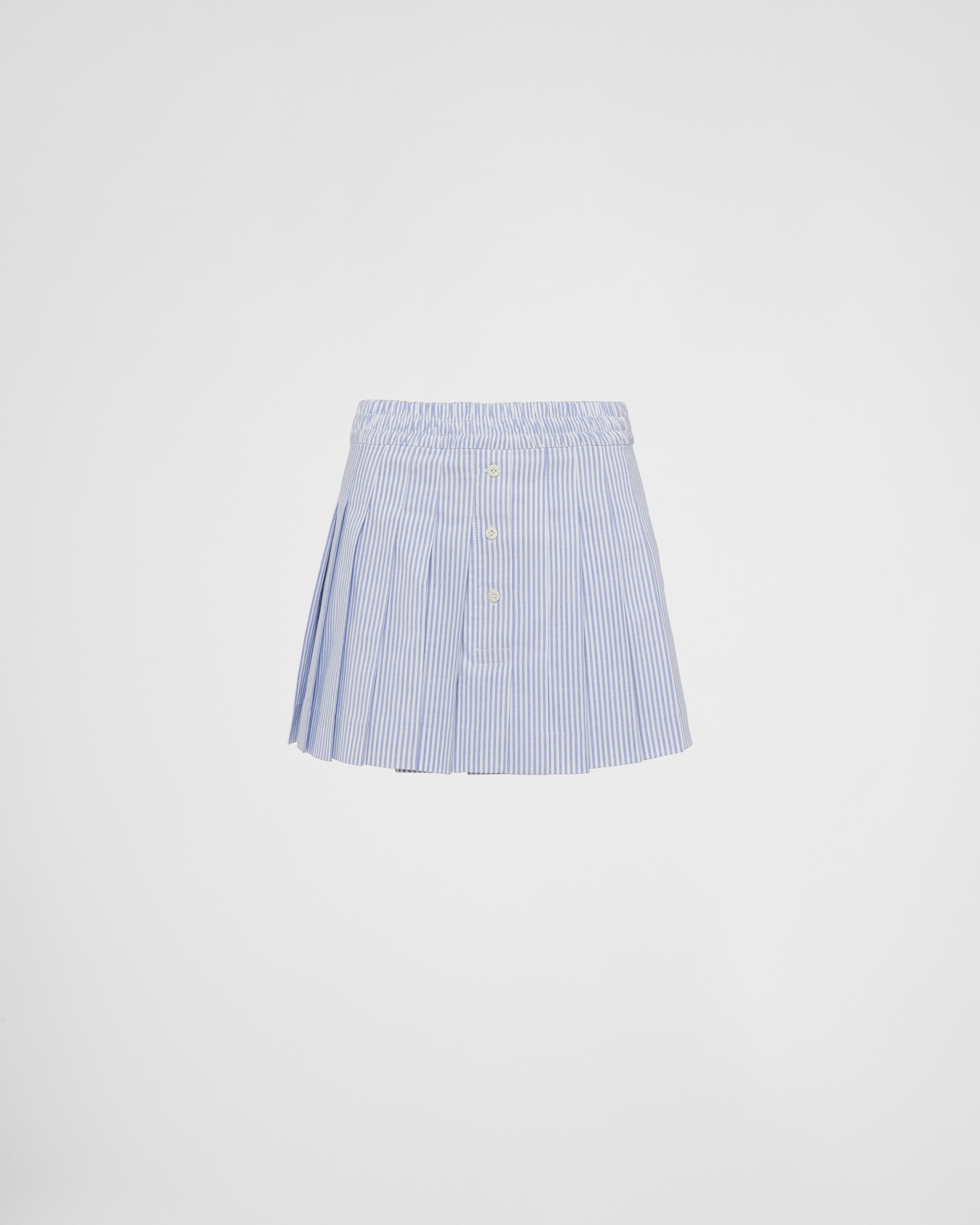 Oxford cotton pleated miniskirt - 1