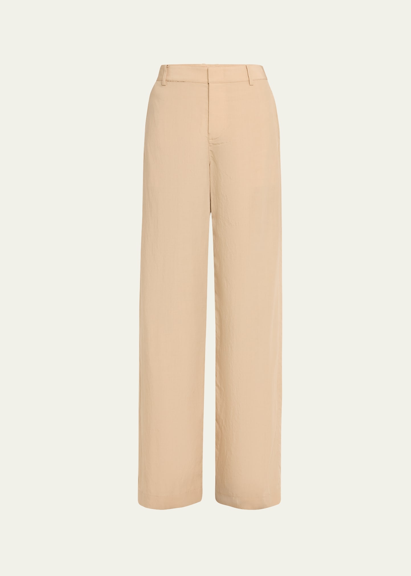 Mid-Rise Textured Wide-Leg Trousers - 1