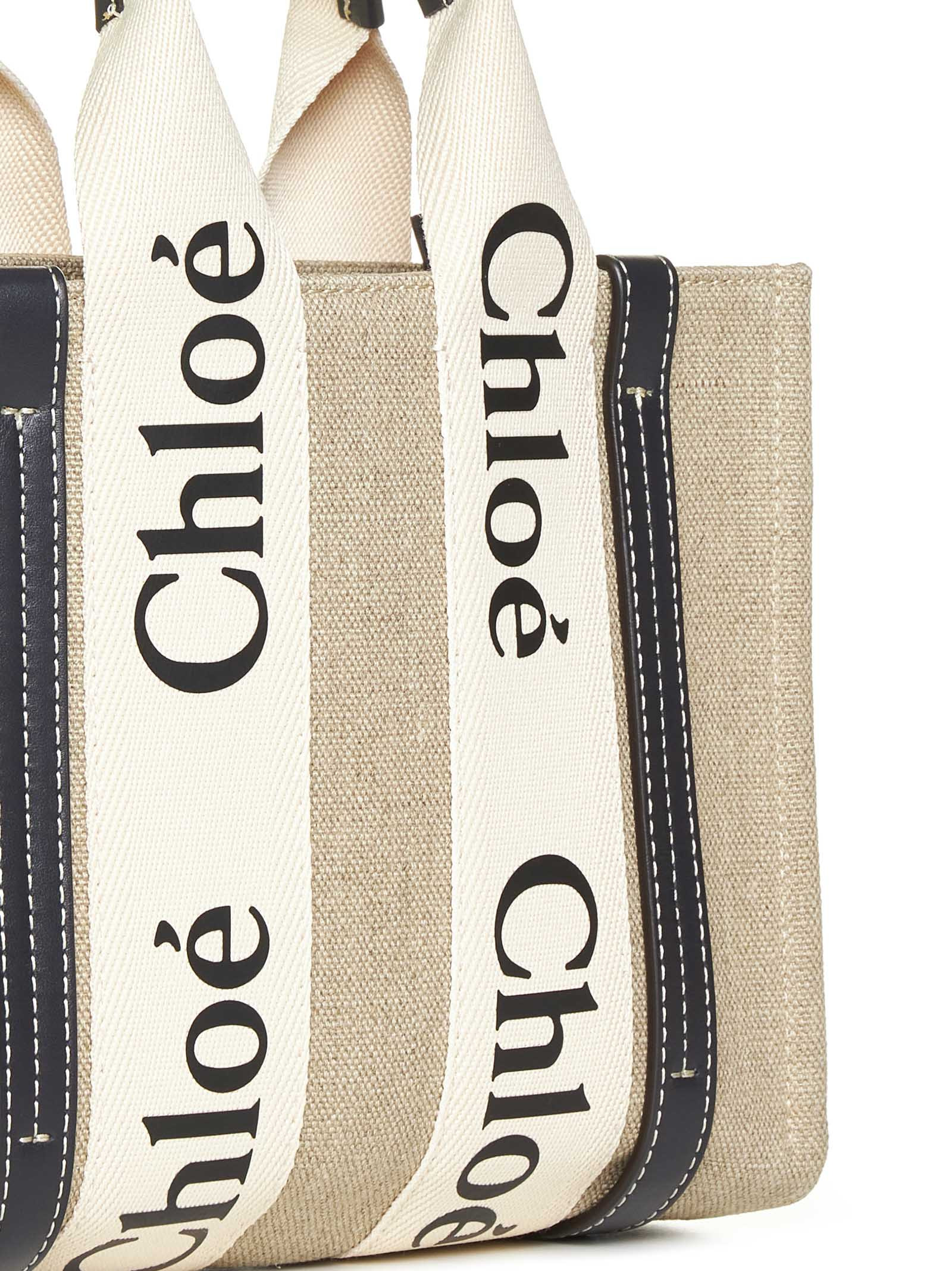 Woody mini linen tote bag - 4