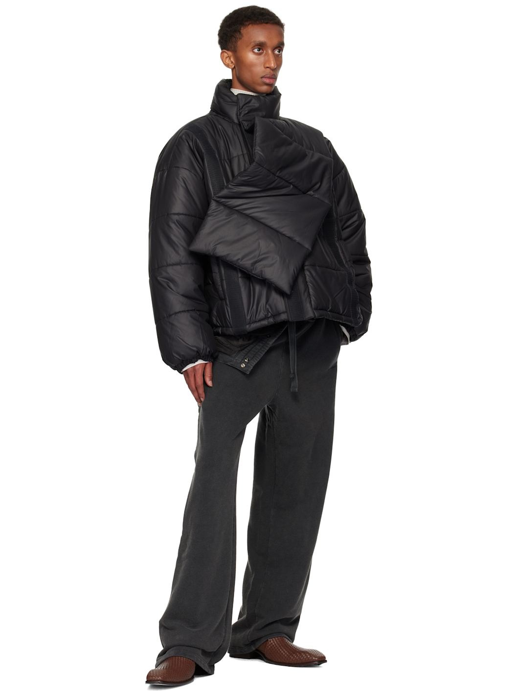 Black Velcro Puffer Jacket - 5