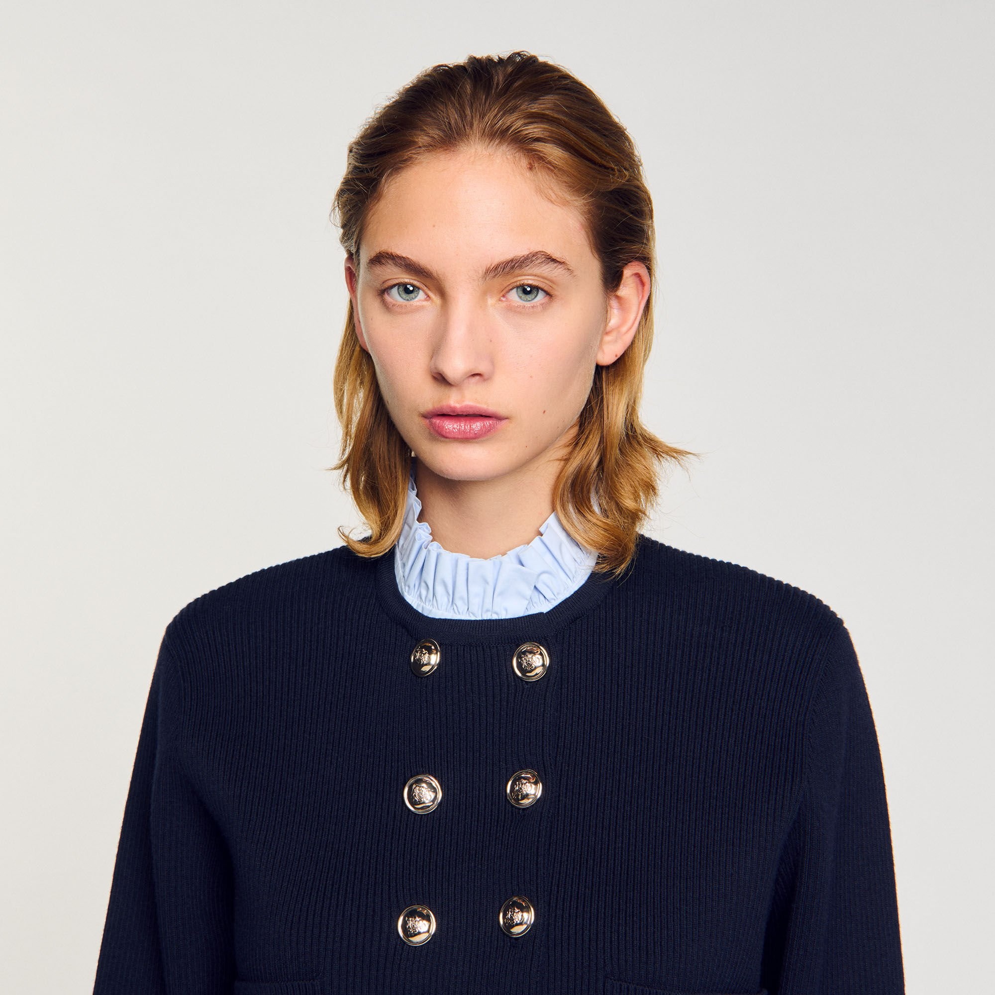 CARDIGAN WITH REMOVABLE RUFFLED COLLAR - 3
