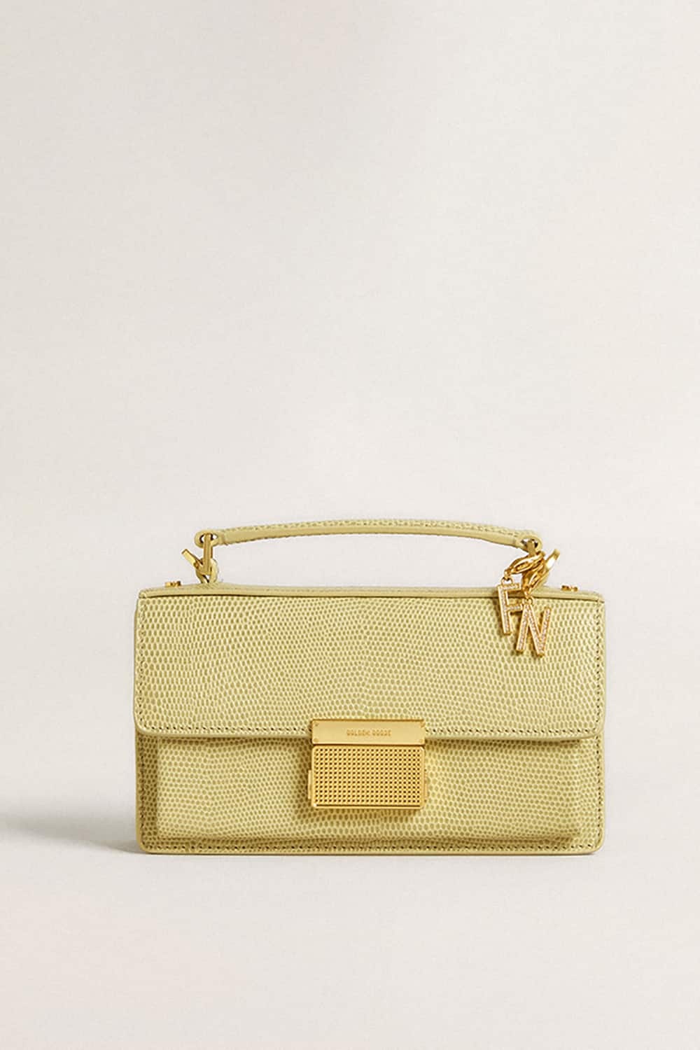 Letter N charm in gold-colored brass with crystals - 5
