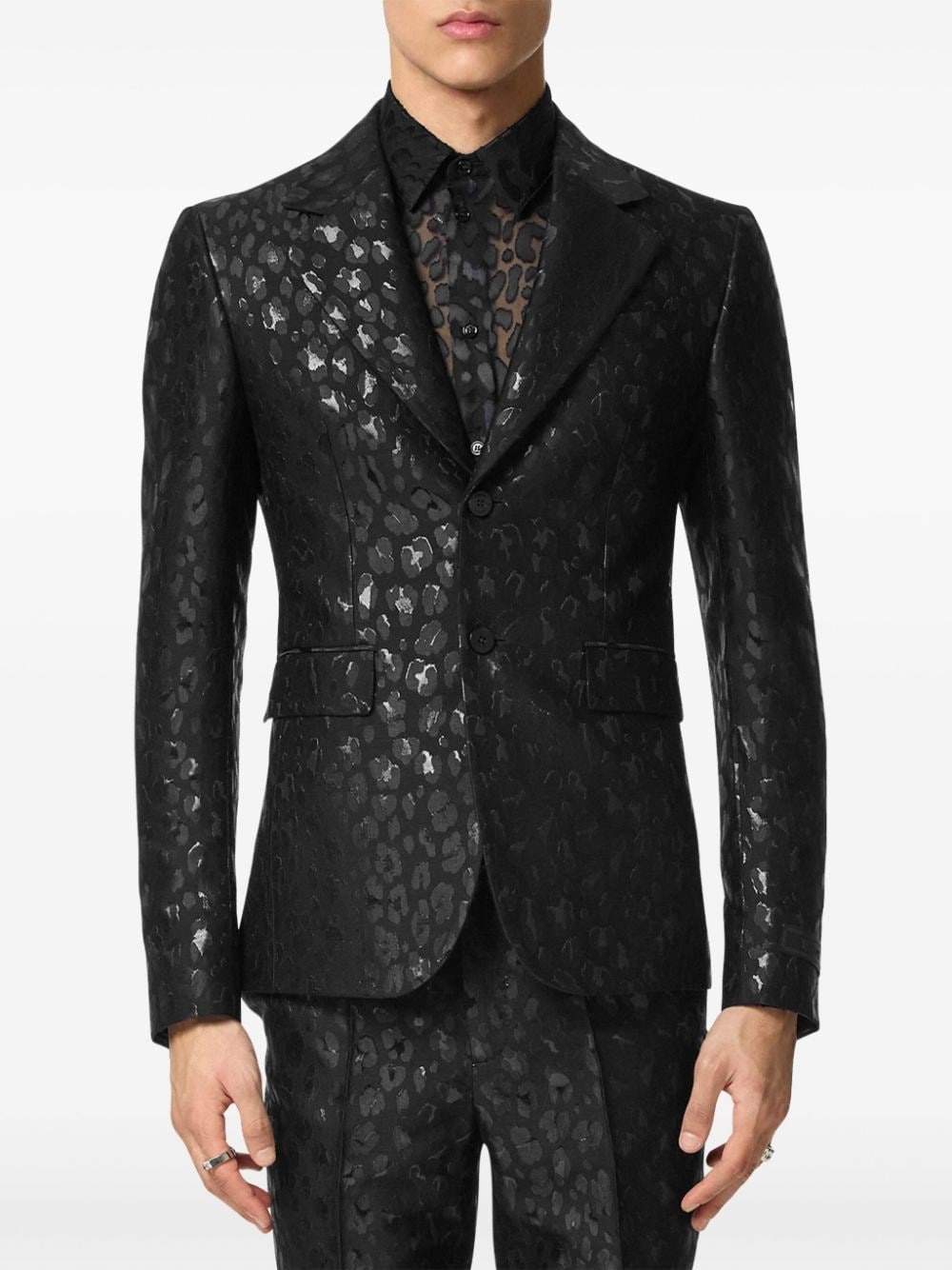 printed single-breasted blazer - 3