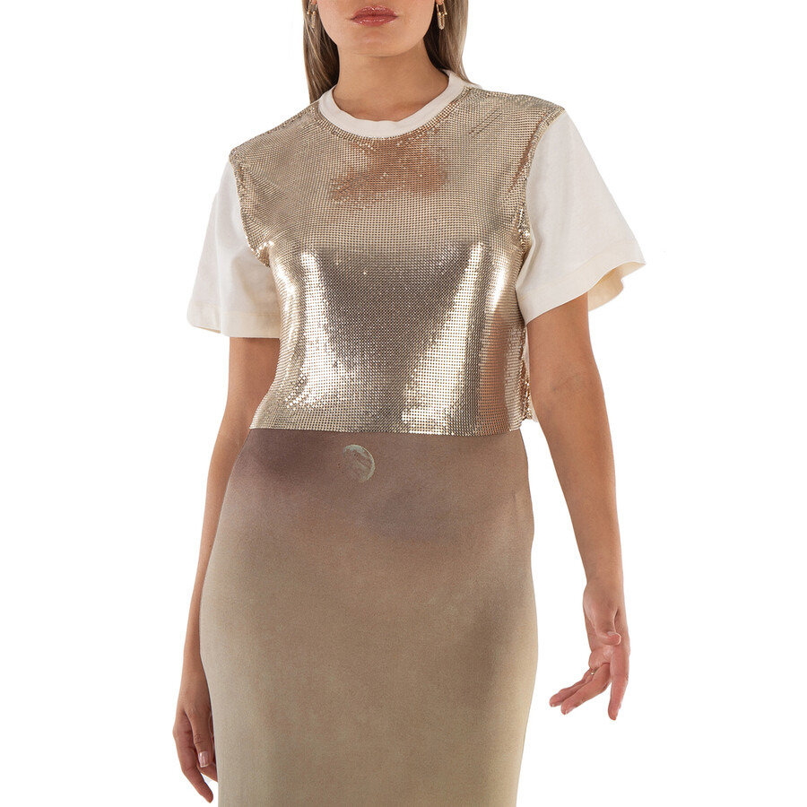 Rabanne Sequin Short-Sleeve Cropped Top - 15