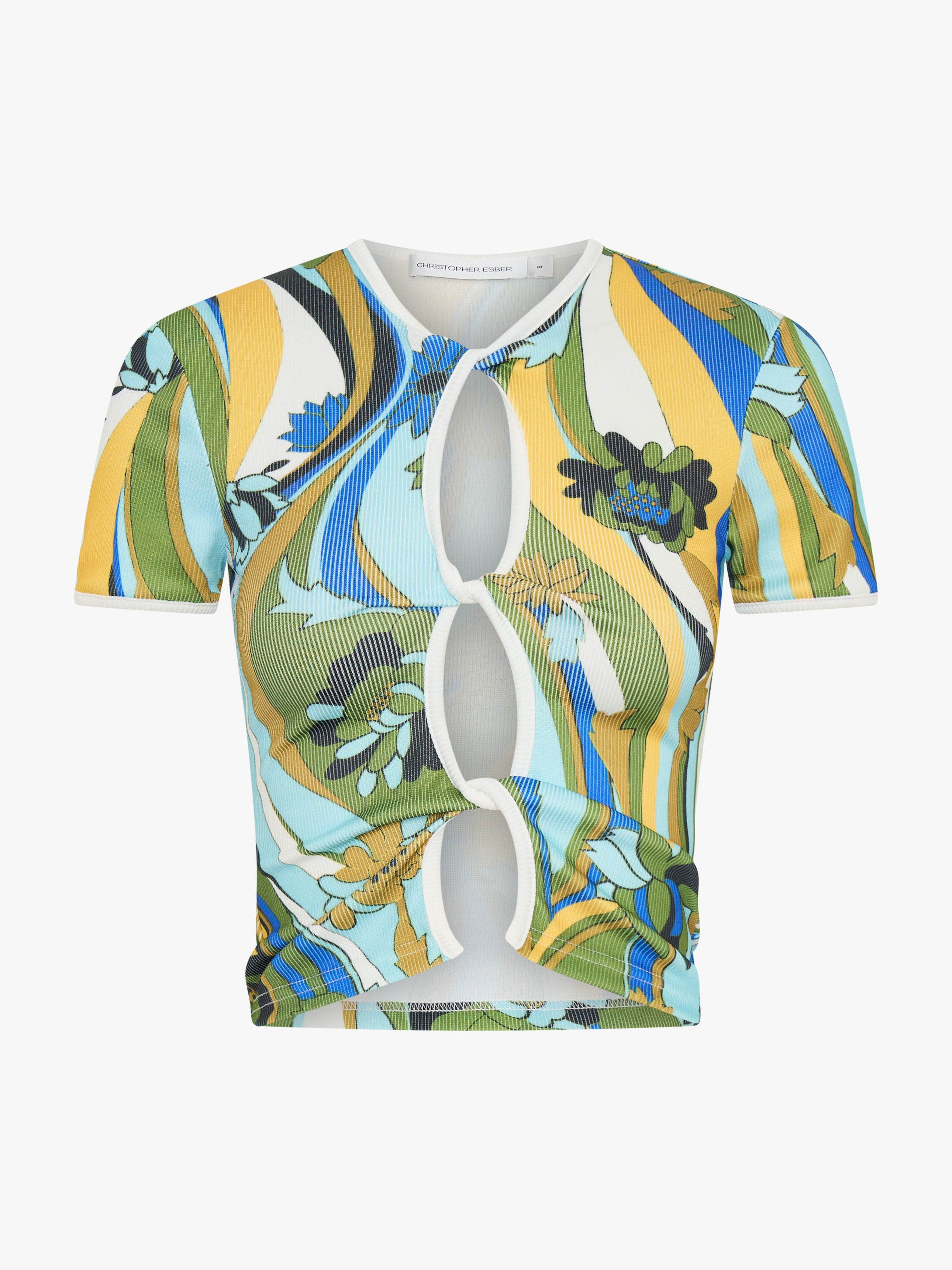Acidic Floral Open Twist Tee - 6