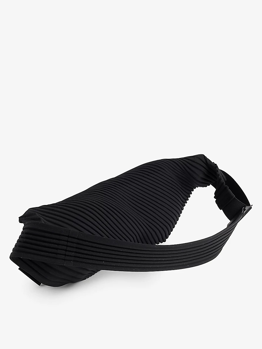 Pleated brand-debossed woven belt bag - 3