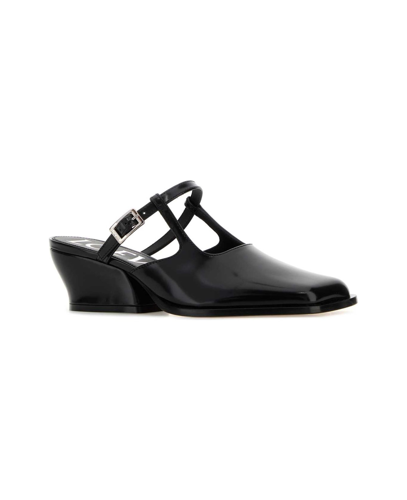 Black Leather Onda Mules - 2