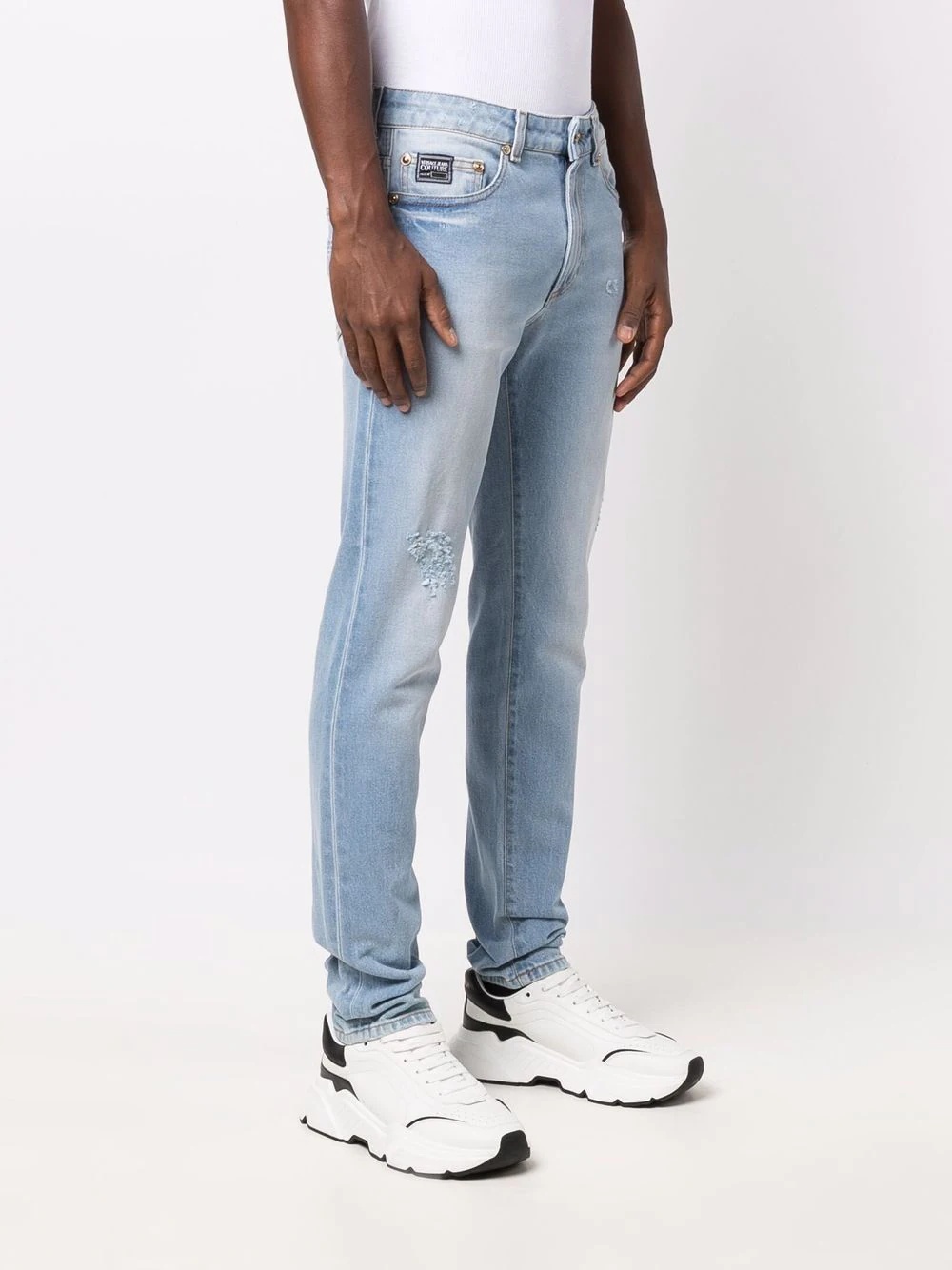 logo-embossed straight jeans - 3