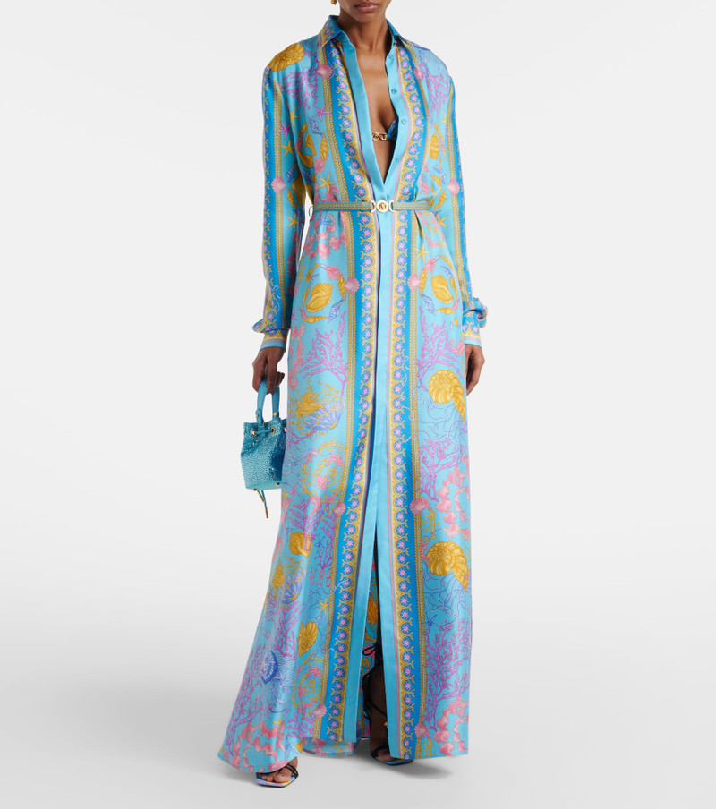 VERSACE Underwater Barocco silk twill maxi dress outlook