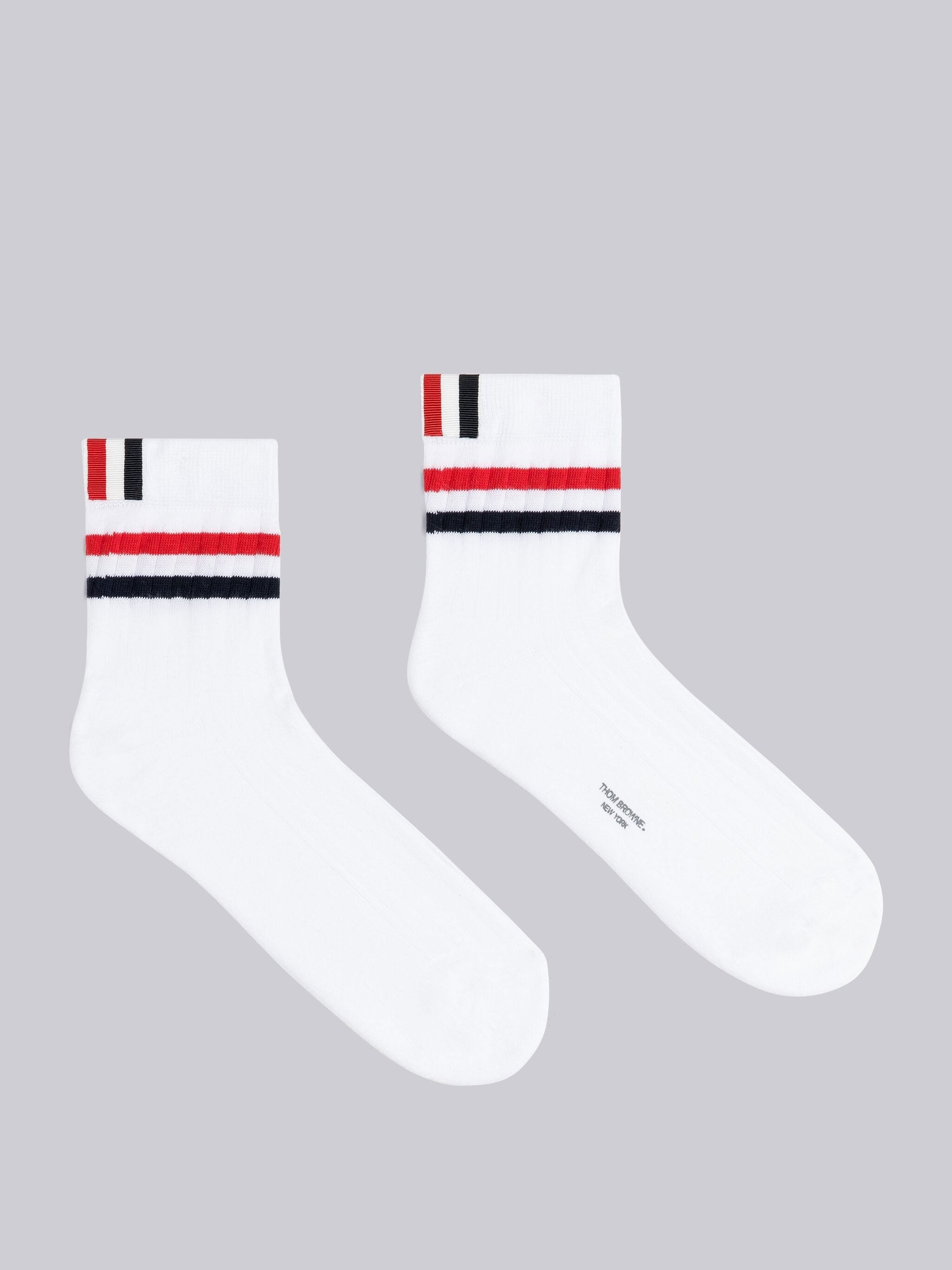 Athletic Rib Stripe Ankle Socks - 1