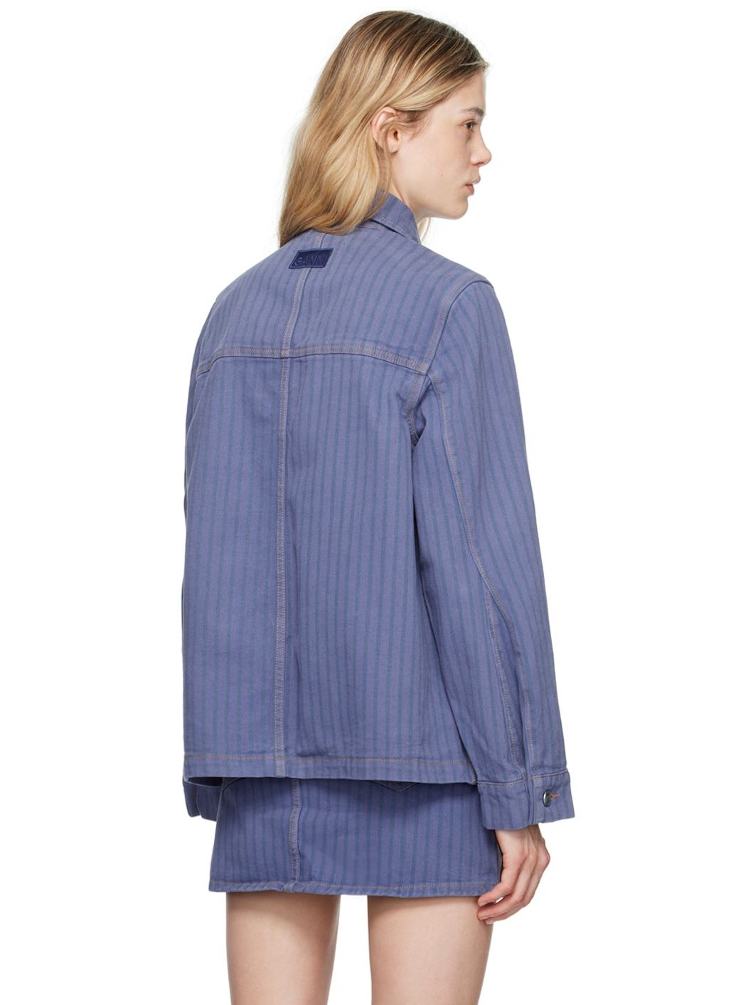 Blue Stripe Overdyed Denim Jacket - 3
