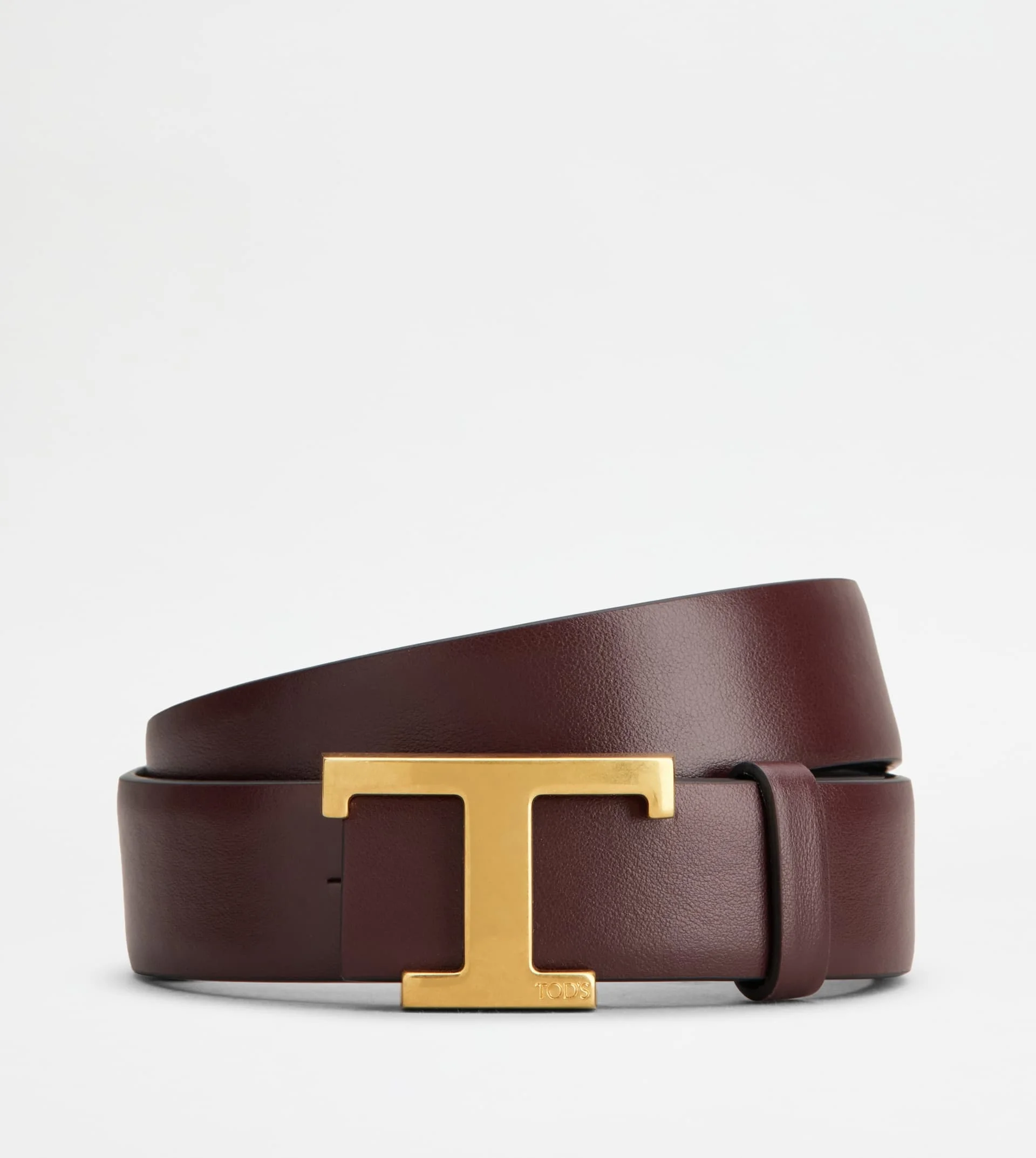 T TIMELESS REVERSIBLE BELT IN LEATHER - BURGUNDY, BLACK - 1