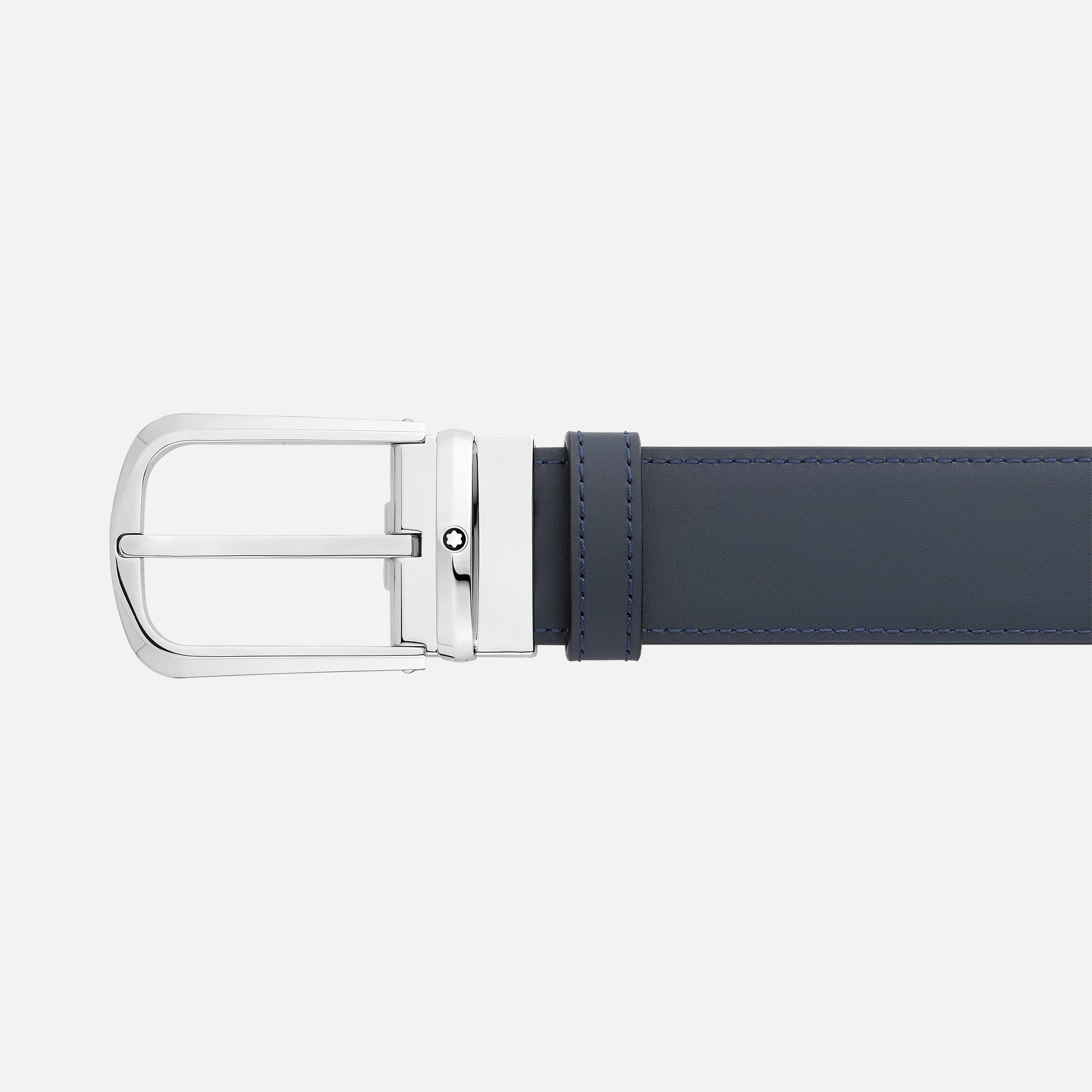 Black/blue 35 mm reversible leather belt - 3