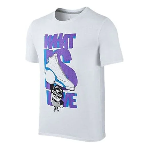 Air Jordan 13 Rerto Printing Sports Round Neck Pullover Short Sleeve White 848897-100 - 1