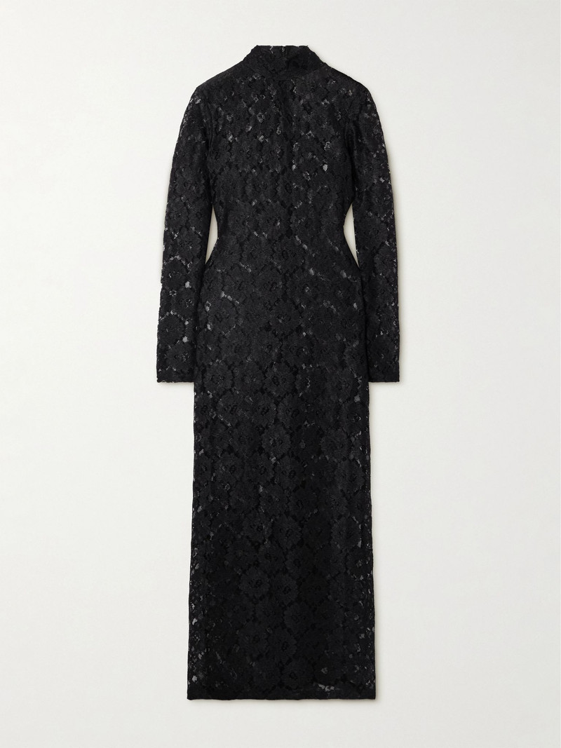 Floral lace maxi turtleneck dress Black - 1