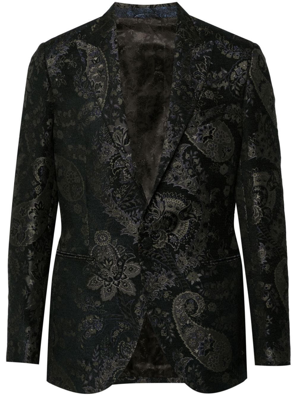 floral-jacquard single-breasted blazer - 1