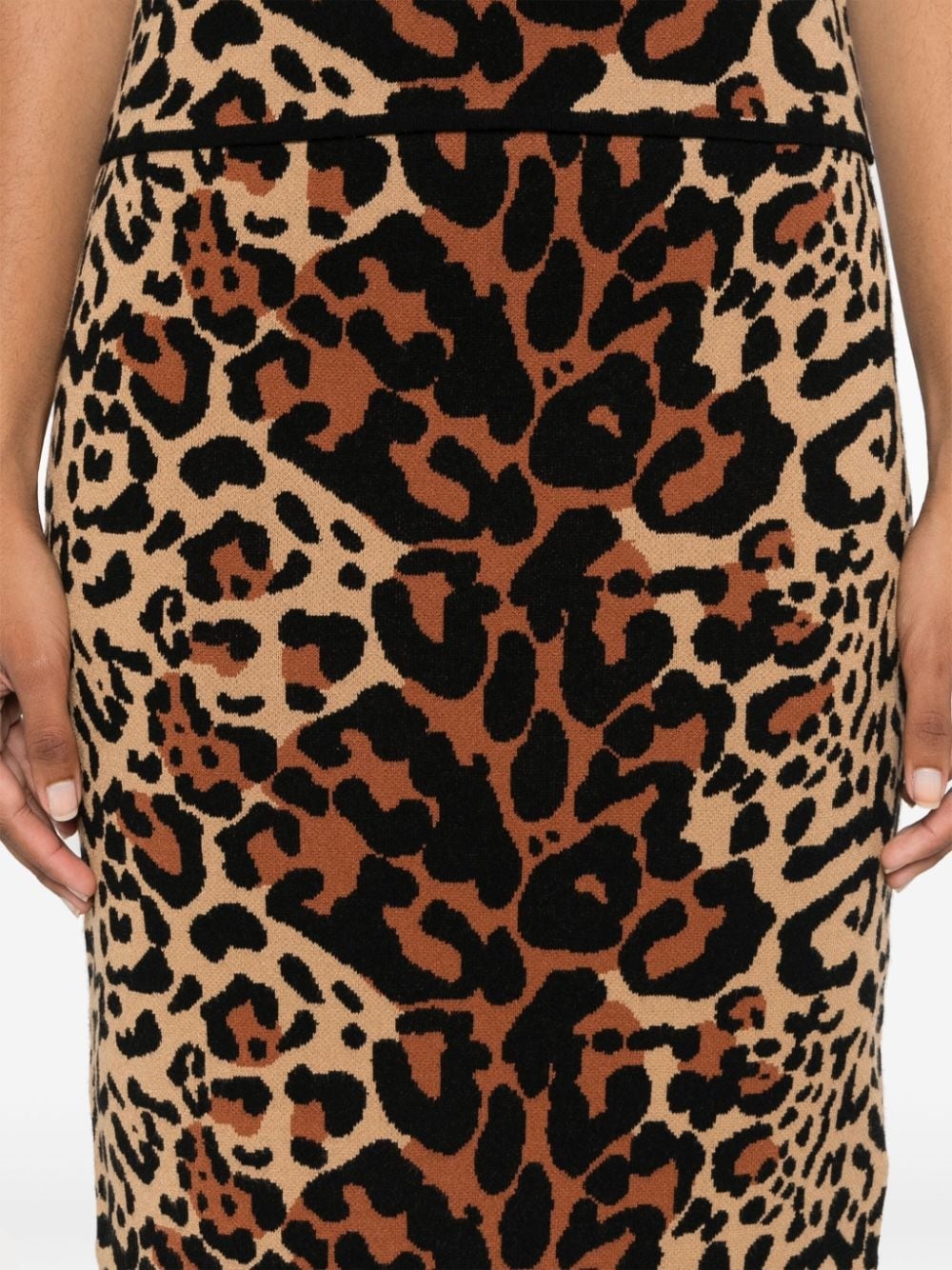 leopard-jacquard midi skirt - 5