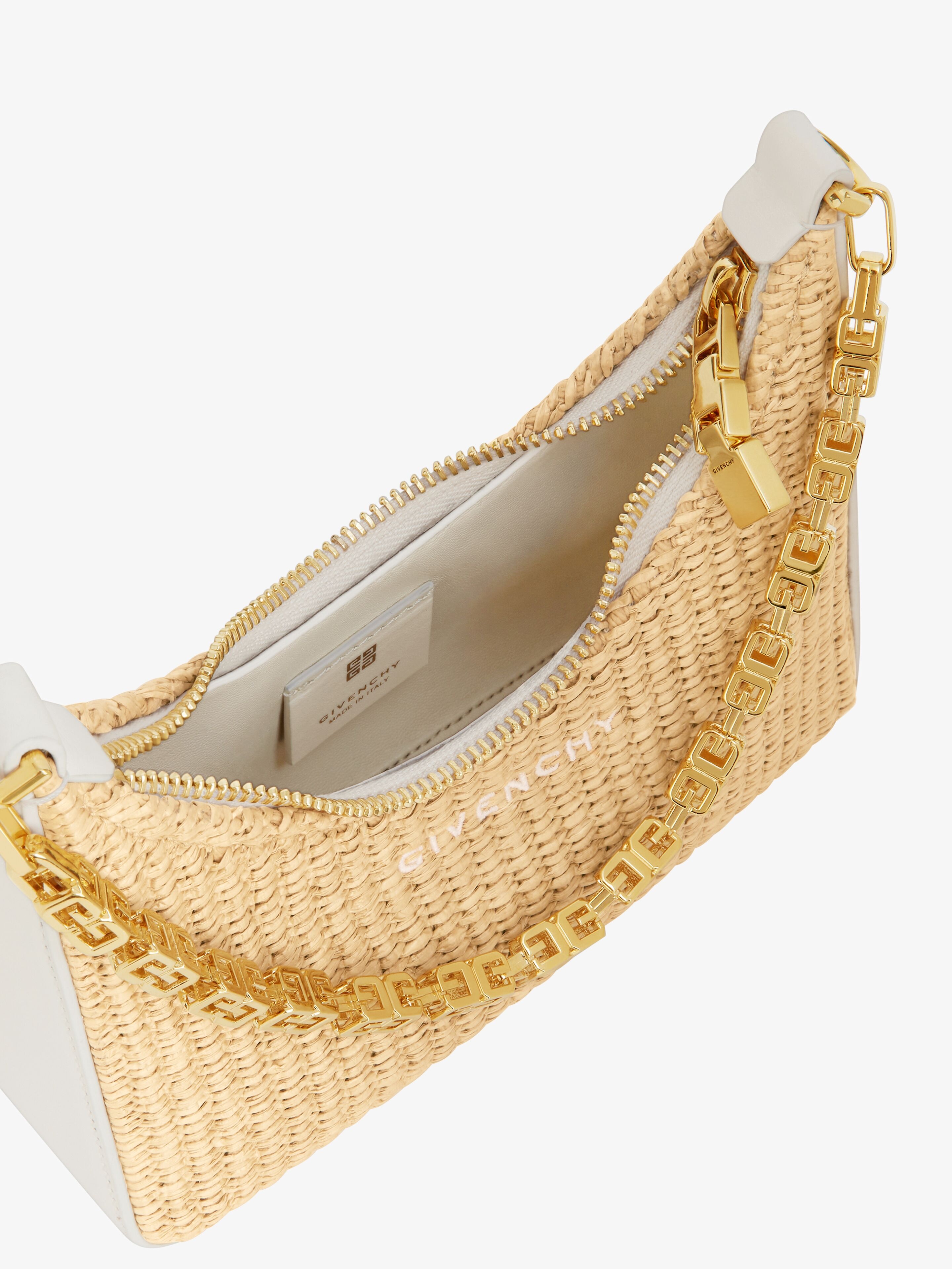 Givenchy MINI MOON CUT OUT BAG IN 4G RAFFIA AND CHAIN