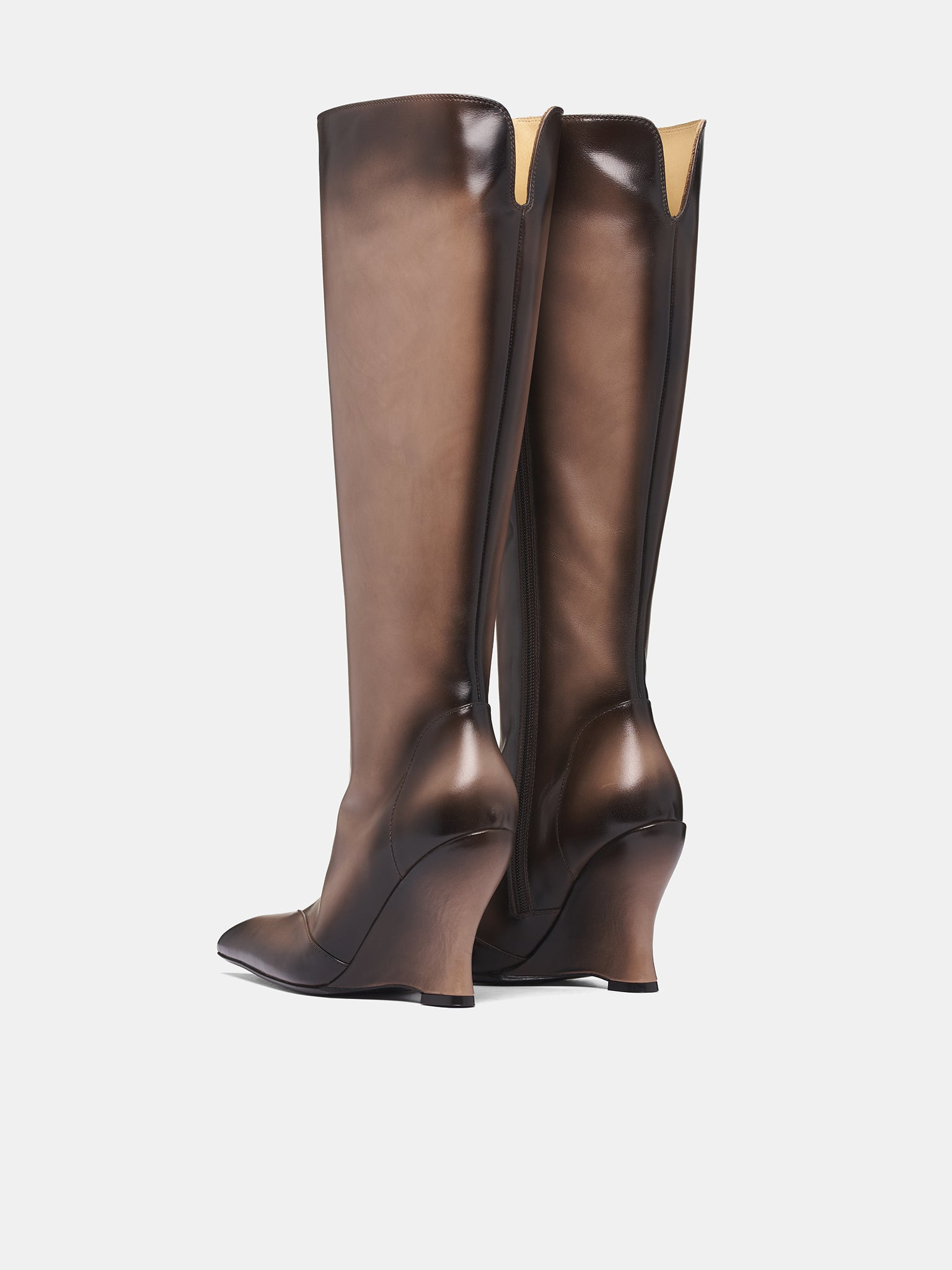 Beige Calf-High Leather Sabaton Boots - 5