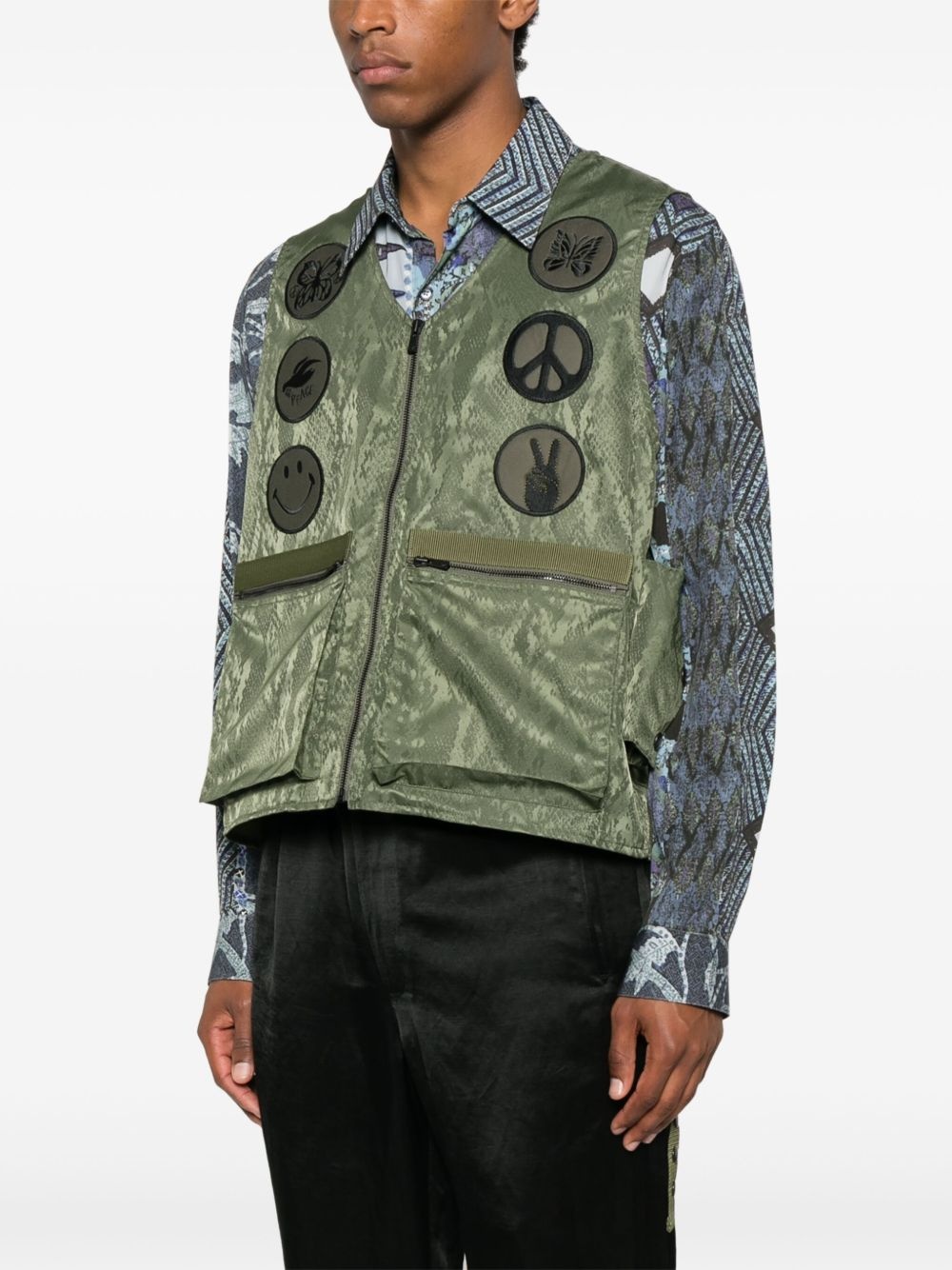 logo-embroidered gilet - 3