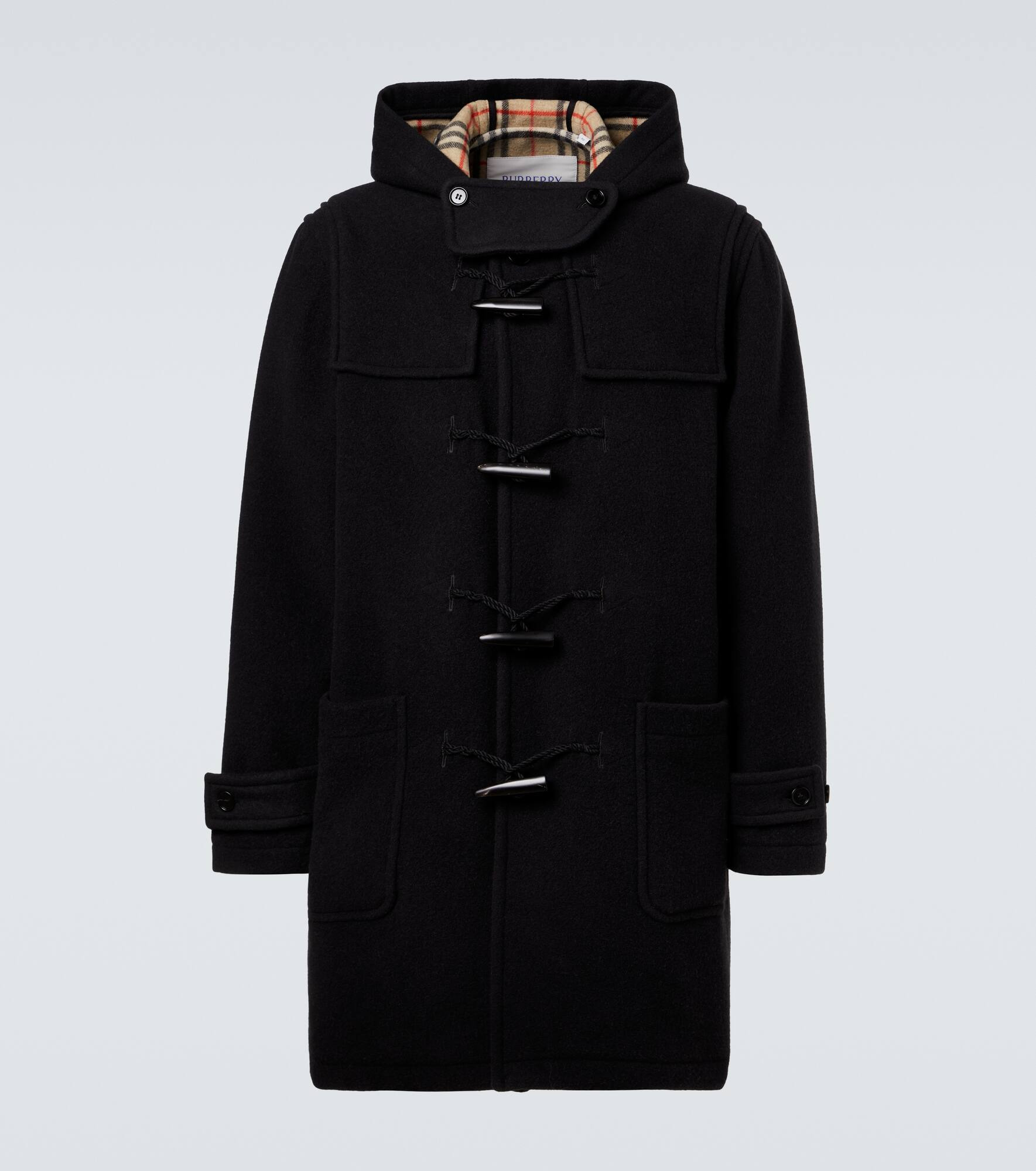 Hooded wool twill coat - 1