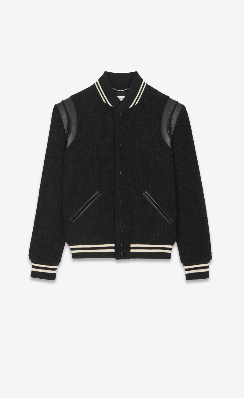 테디 Leather-Trimmed 금속 버진 Wool-Blend Bomber Jacket - 1