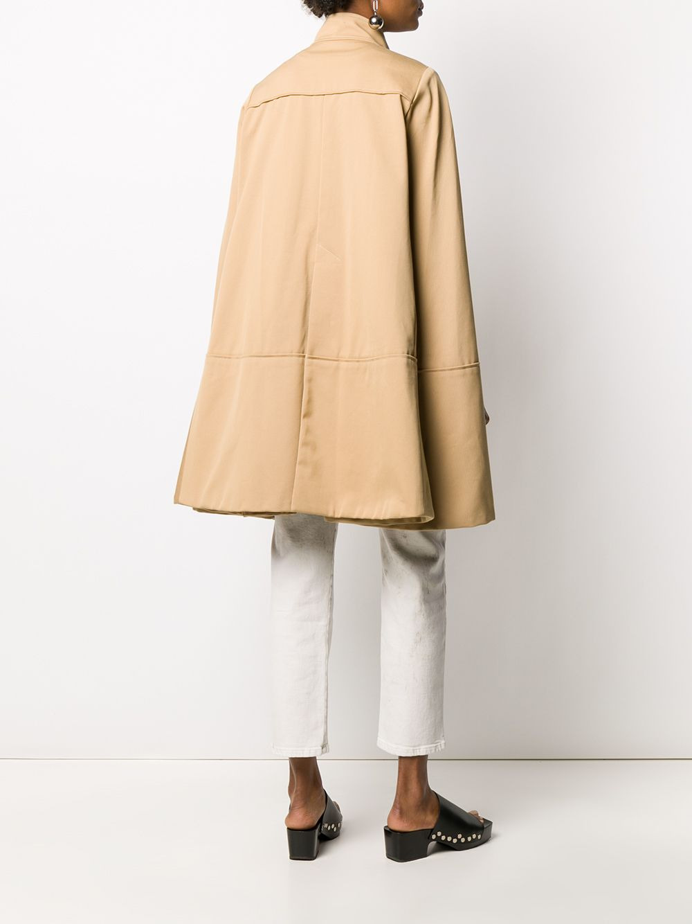 cut-out sleeve flared coat - 4