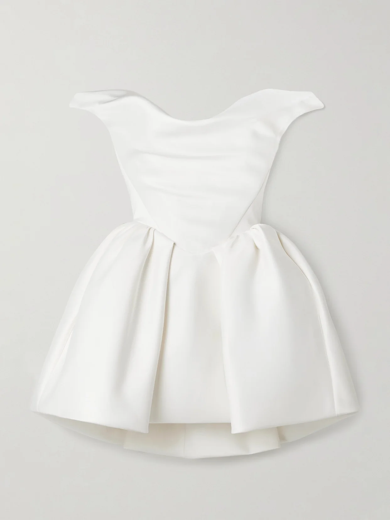 Bagatelle Off-the-shoulder Gathered Duchesse Silk-satin Mini Dress - 1