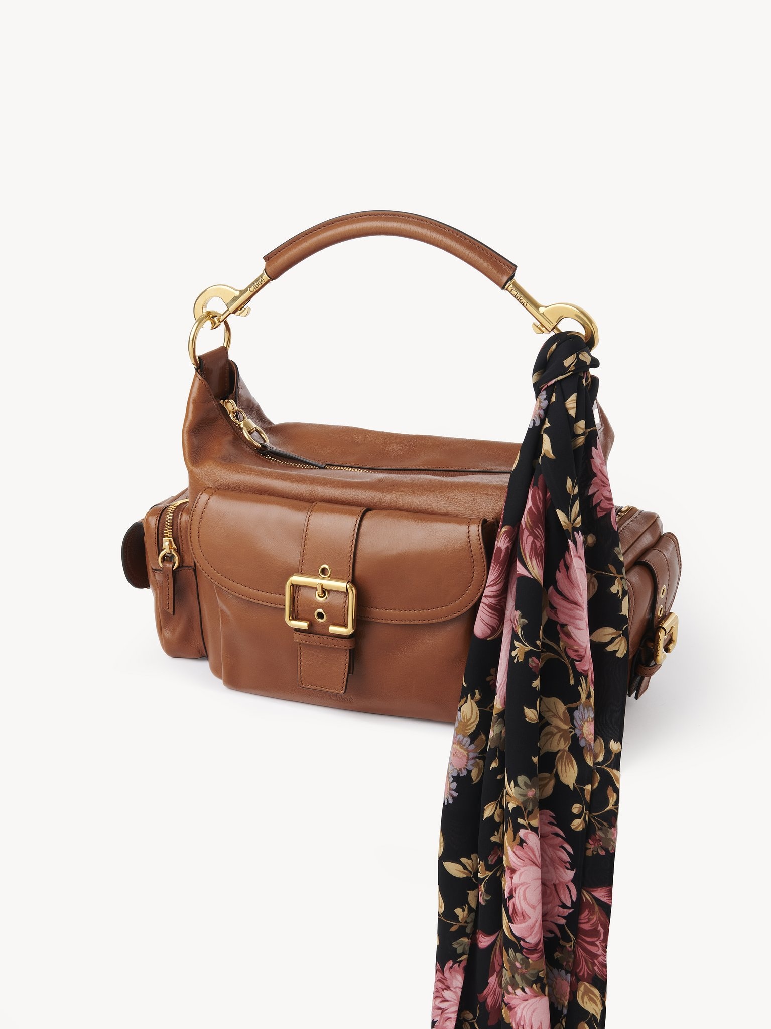 THE CHLOÉ PEONIES WIDE BANDEAU SCARF IN SILK CHARMEUSE - 4