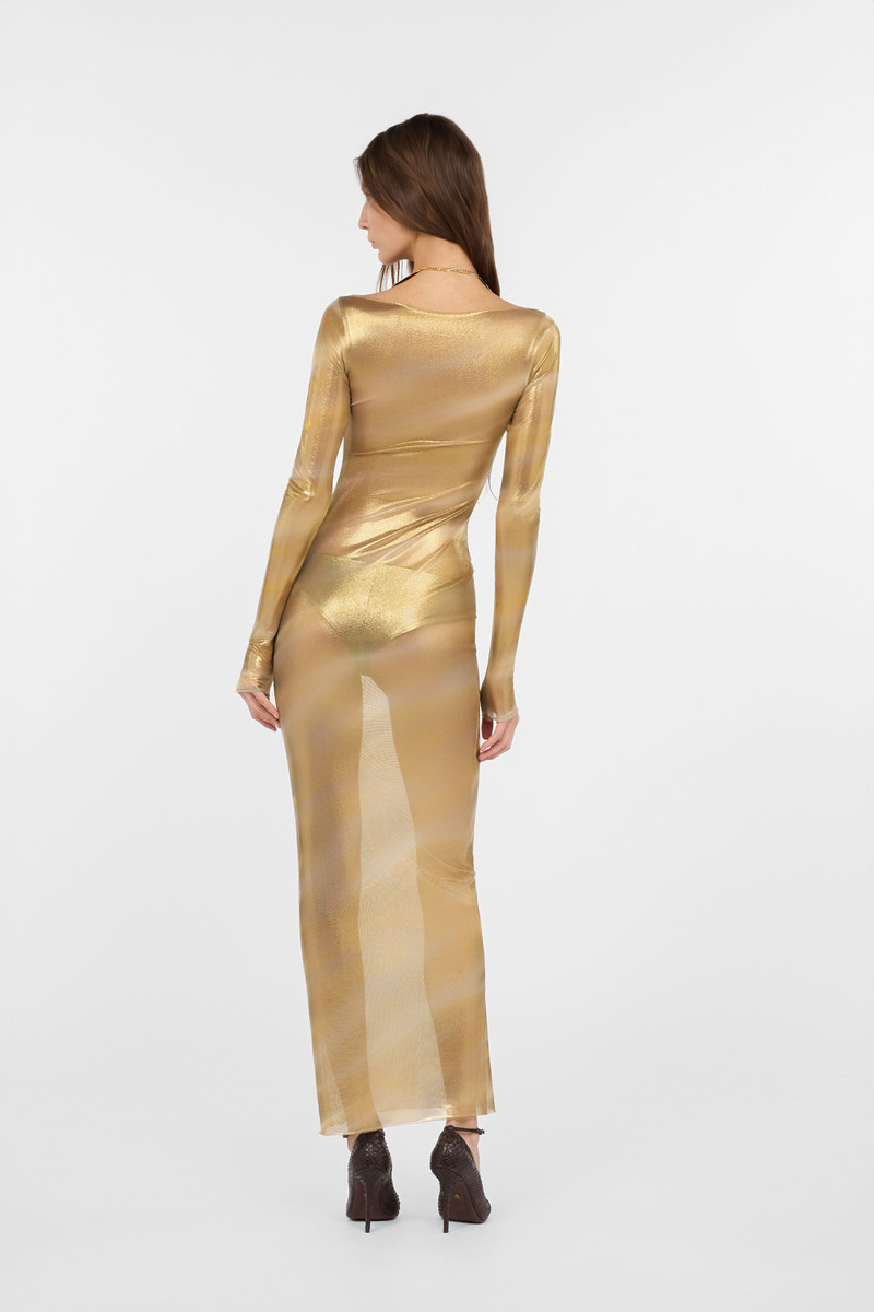Sheer Marble-Print Maxi Dress 4