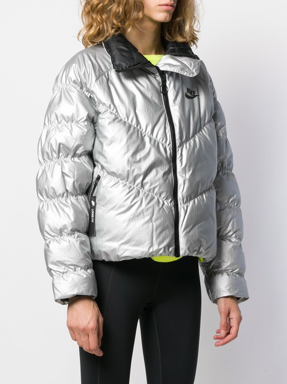 Sportswear Synthetic Fill Shine Jacket WMNS "Silver/Black" - 3