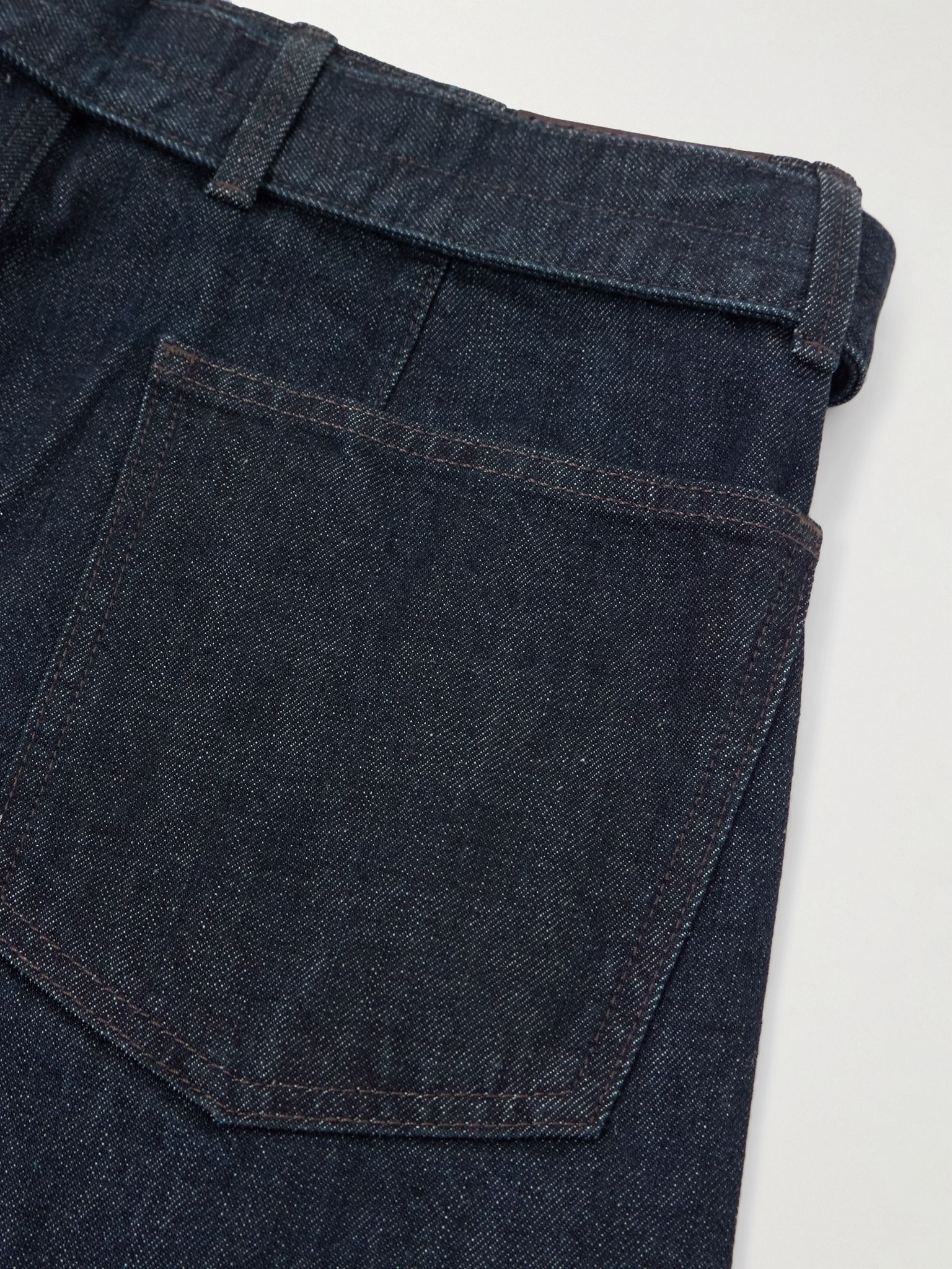 Twisted belted mid-rise barrel-leg jeans Navy - 5