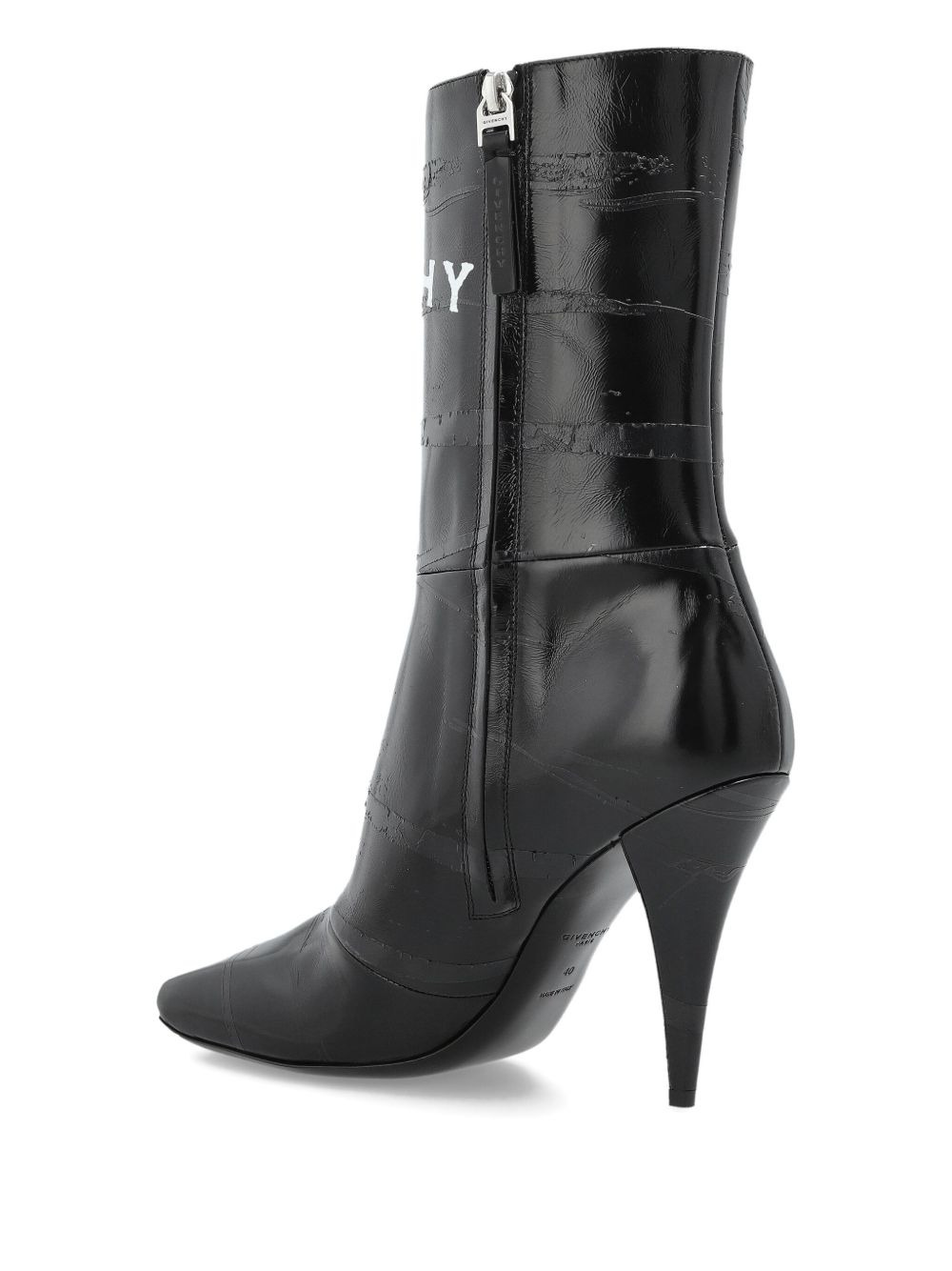 logo-print leather boots - 3