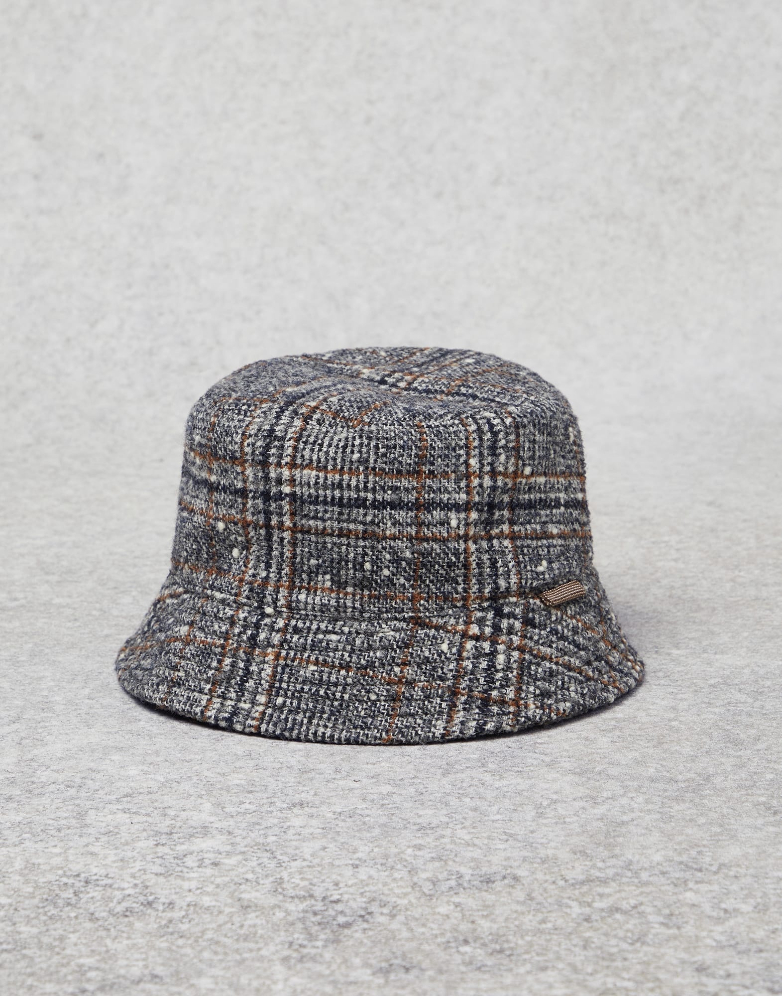 Wool and alpaca Prince of Wales bucket hat with shiny tab - 1