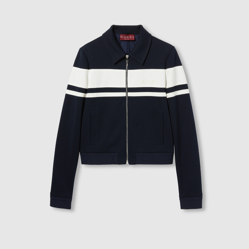 Cotton jersey jacket with embroidery 1