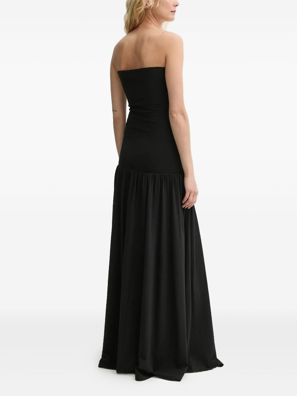 strapless gathered-hem dress - 2