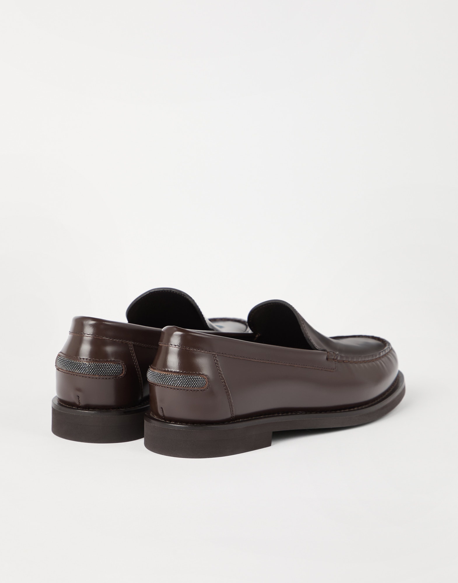 Minimal calfskin penny loafers with shiny detail - 2