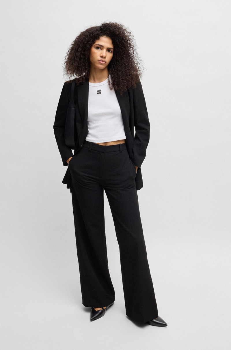 HUGO CROPPED SLIM-FIT T-SHIRT WITH STACKED LOGO outlook
