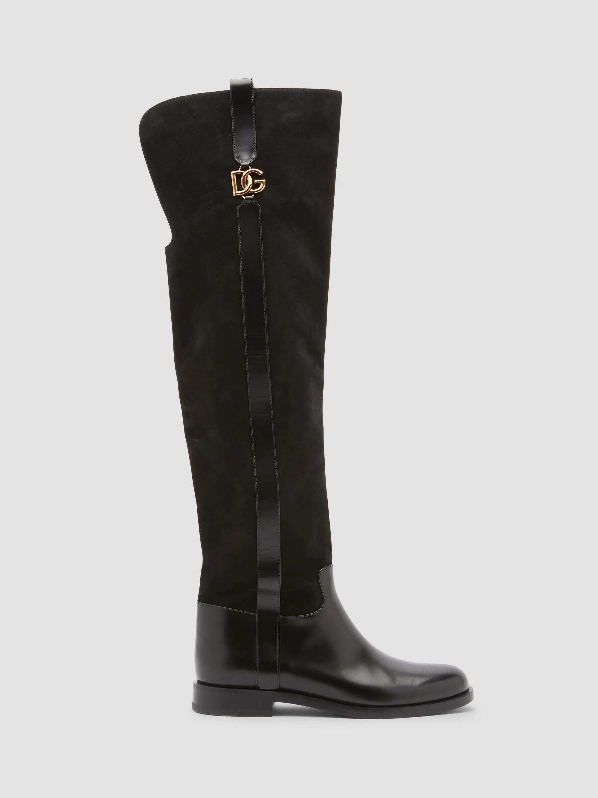 Women's Equestrian Suede & Leather Boots - Nero - 1