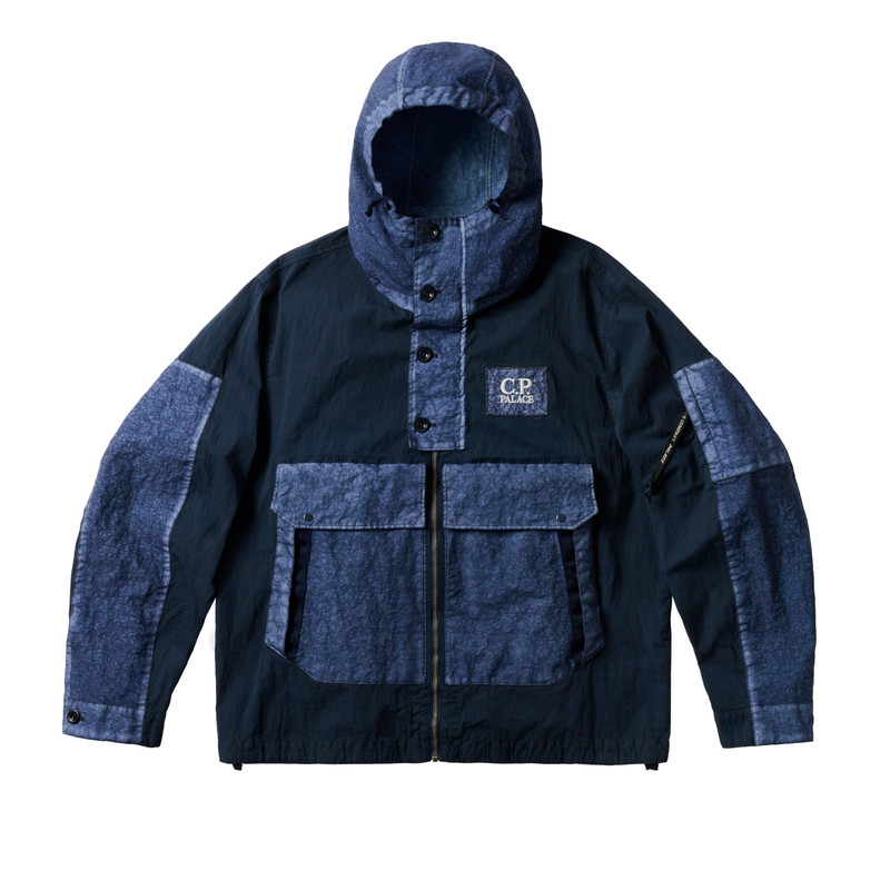 PALACE C.P. COMPANY 50 FILI HEAVY MIXED HOODED JACKET NAVY - 1