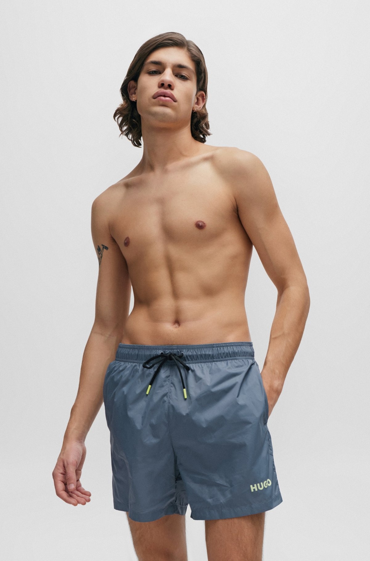 FULLY LINED SWIM SHORTS WITH LOGO PRINT - 2