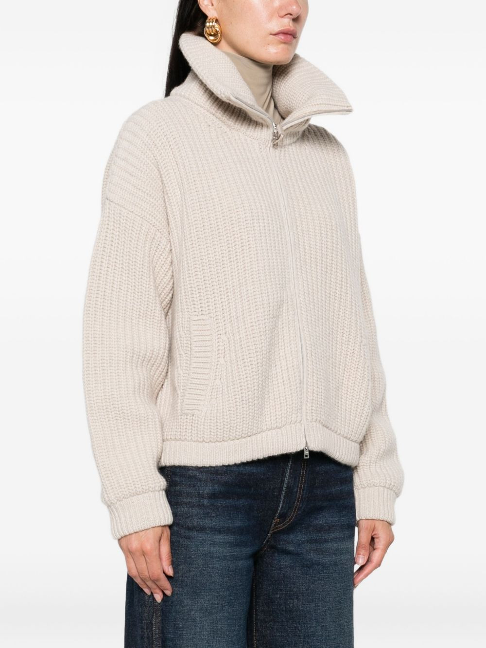 high-neck zip-up cardigan - 3
