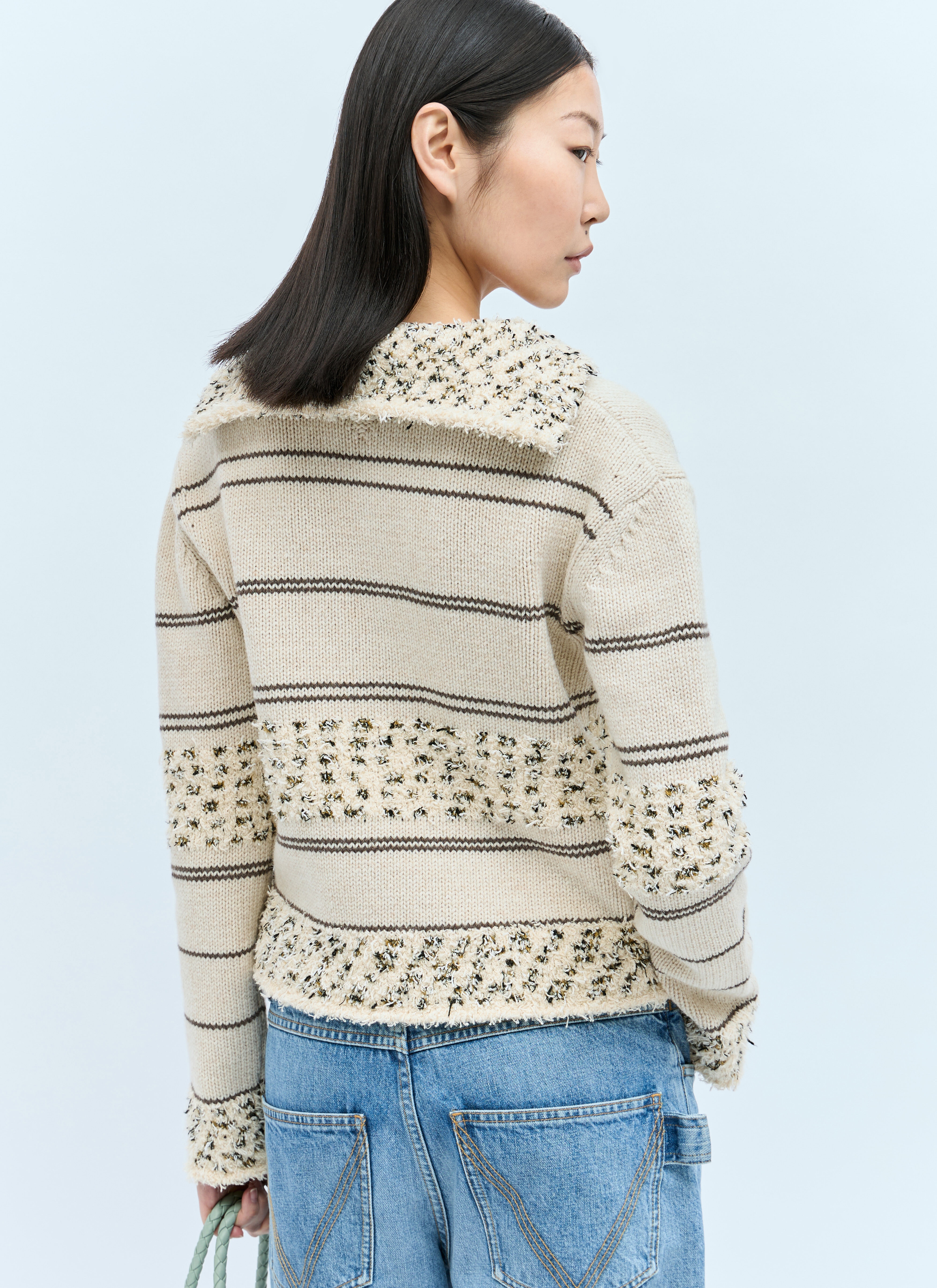 Panelled Textured Sweater - 4
