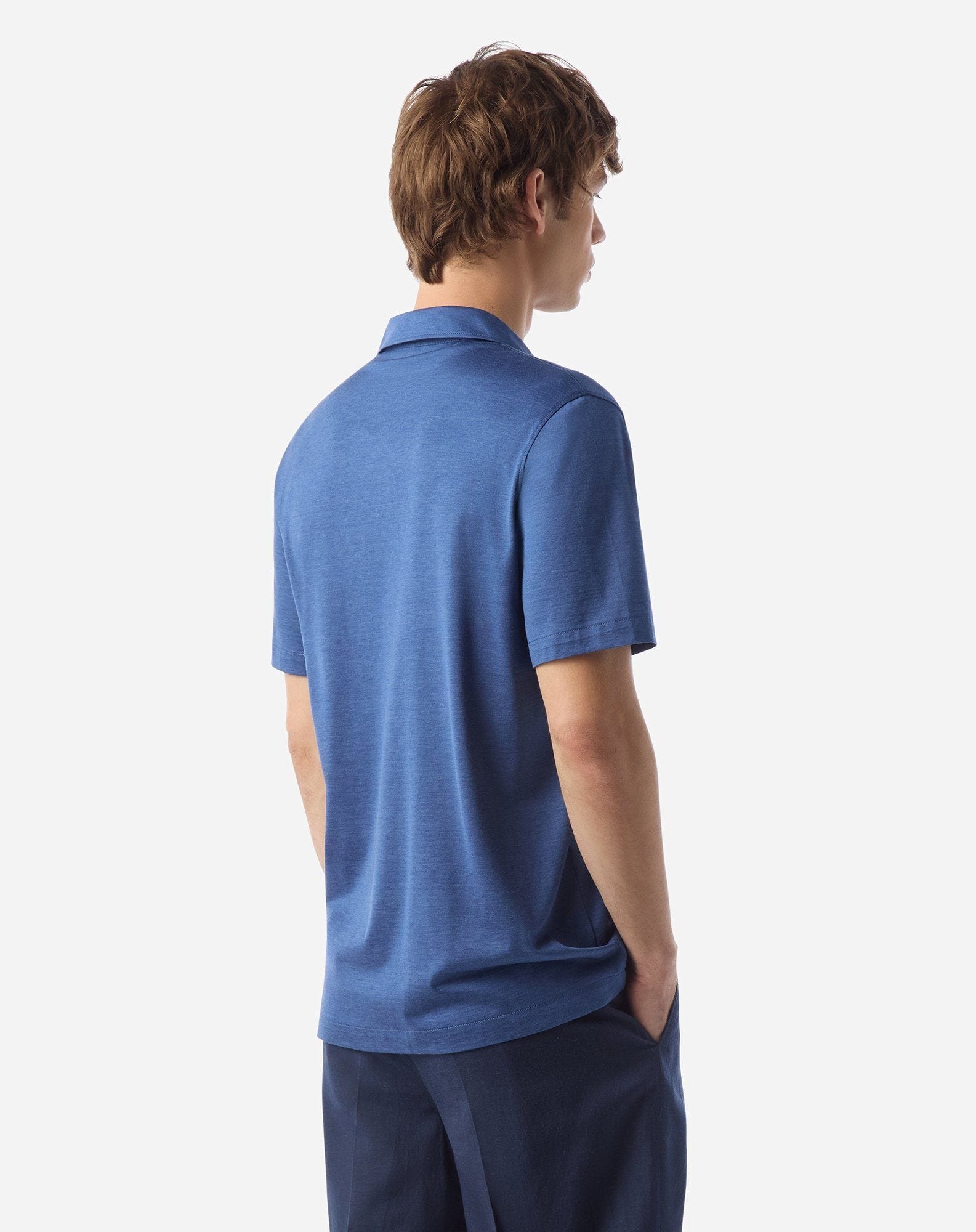 China blue button-up luxury jersey polo shirt - 3