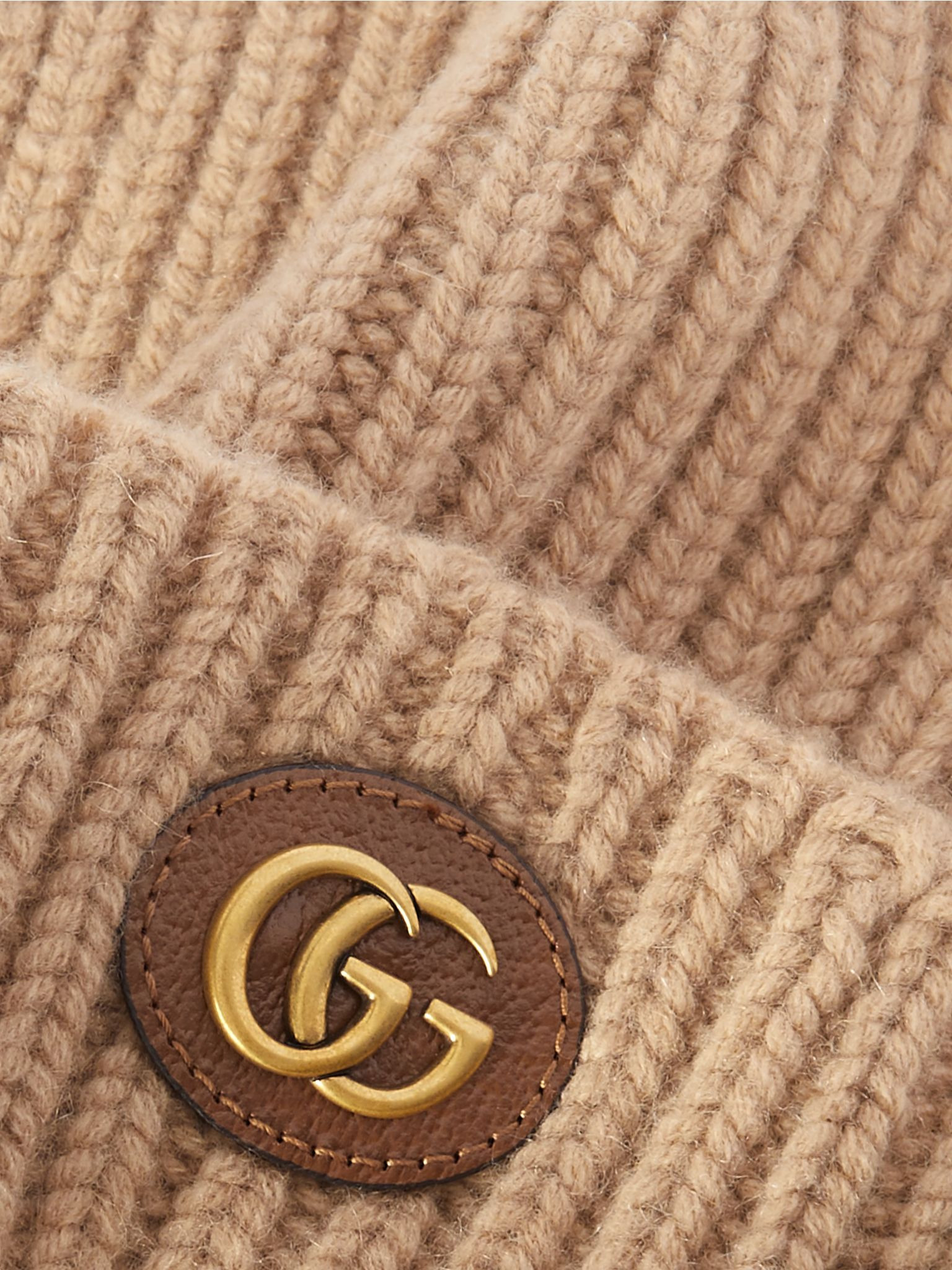 Victor appliquéd ribbed wool and cashmere-blend beanie Camel - 3